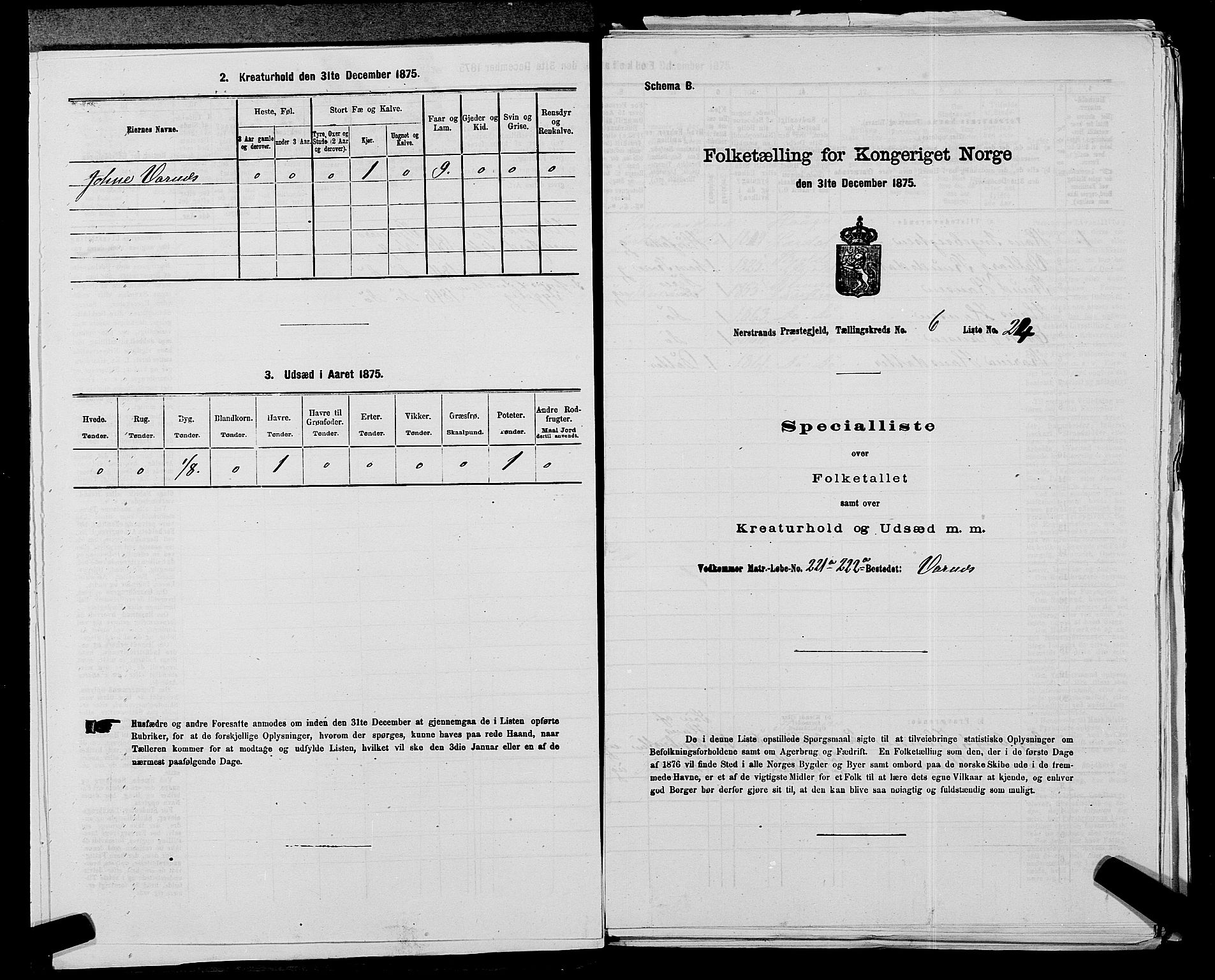 SAST, 1875 census for 1139P Nedstrand, 1875, p. 686