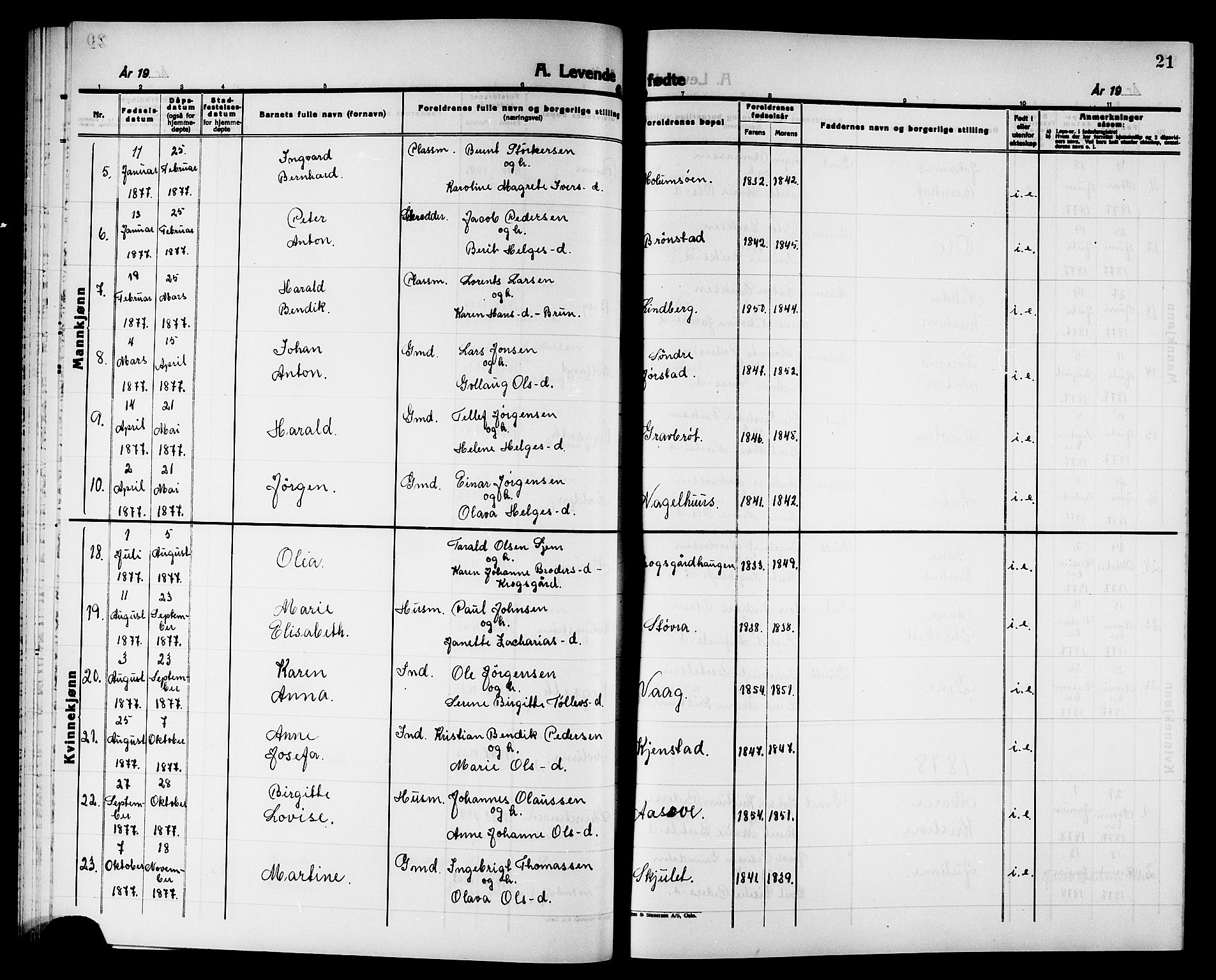 Ministerialprotokoller, klokkerbøker og fødselsregistre - Nord-Trøndelag, SAT/A-1458/749/L0486: Parish register (official) no. 749D02, 1873-1887, p. 21