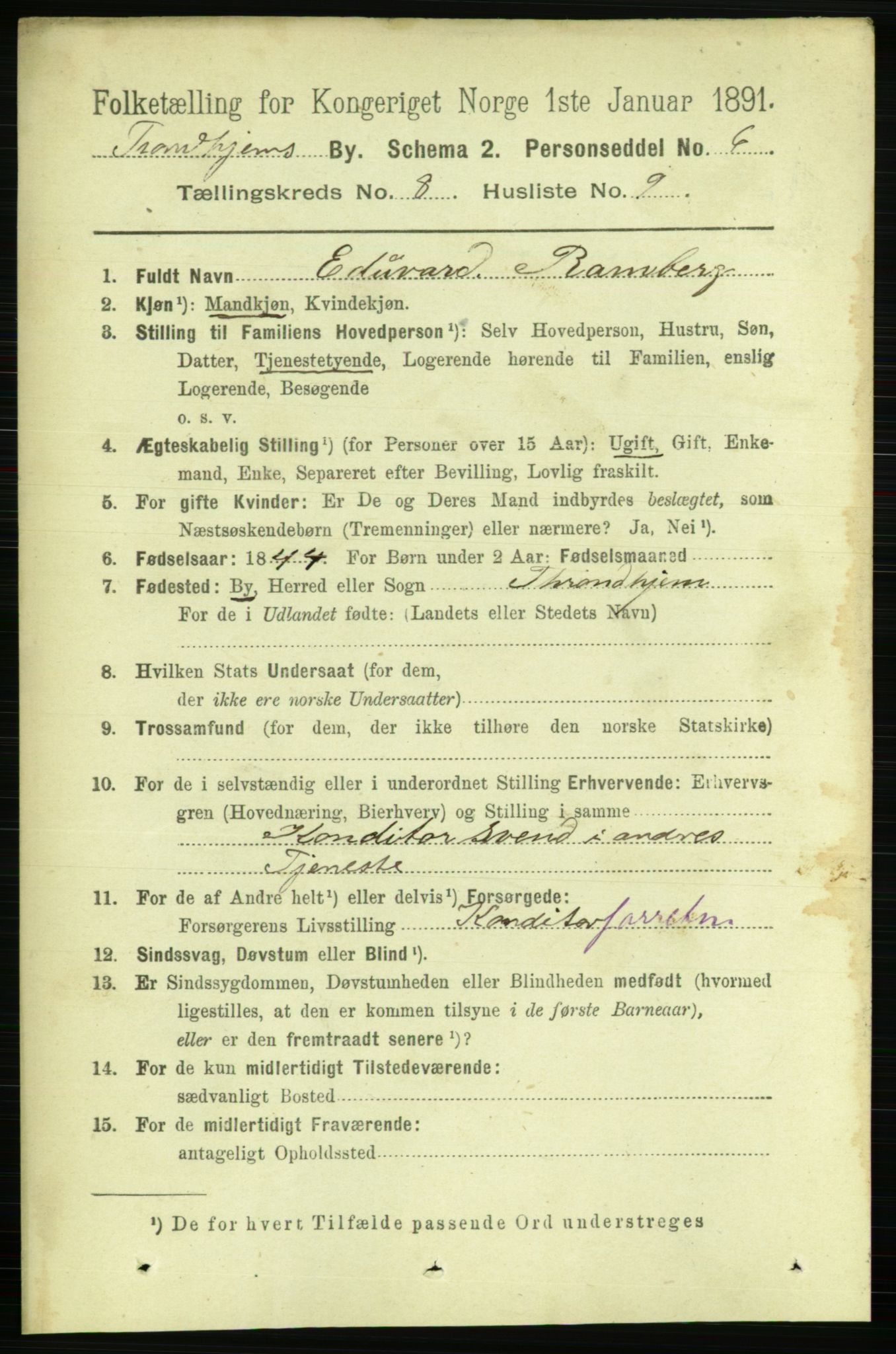 RA, 1891 census for 1601 Trondheim, 1891, p. 6862