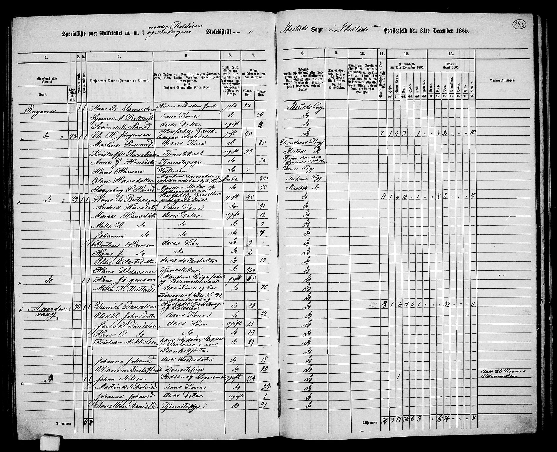 RA, 1865 census for Ibestad, 1865, p. 211