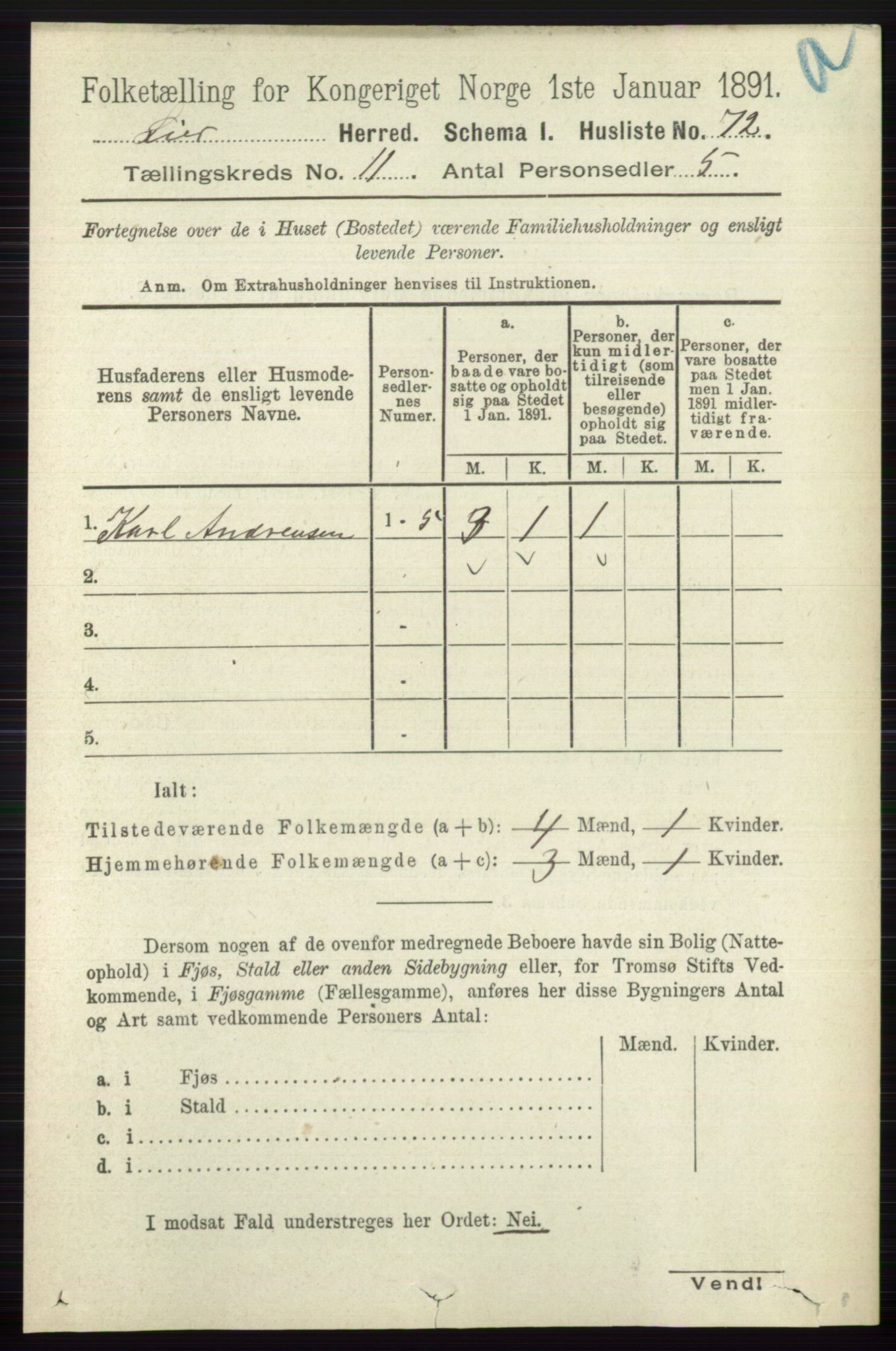 RA, 1891 census for 0626 Lier, 1891, p. 6854