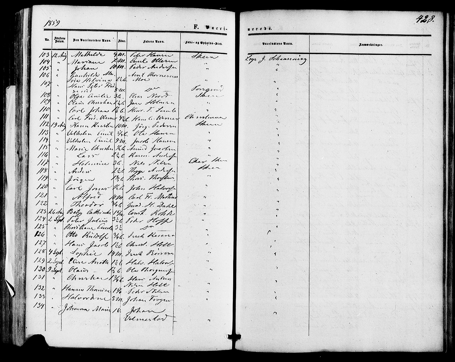 Skien kirkebøker, SAKO/A-302/F/Fa/L0007: Parish register (official) no. 7, 1856-1865, p. 428