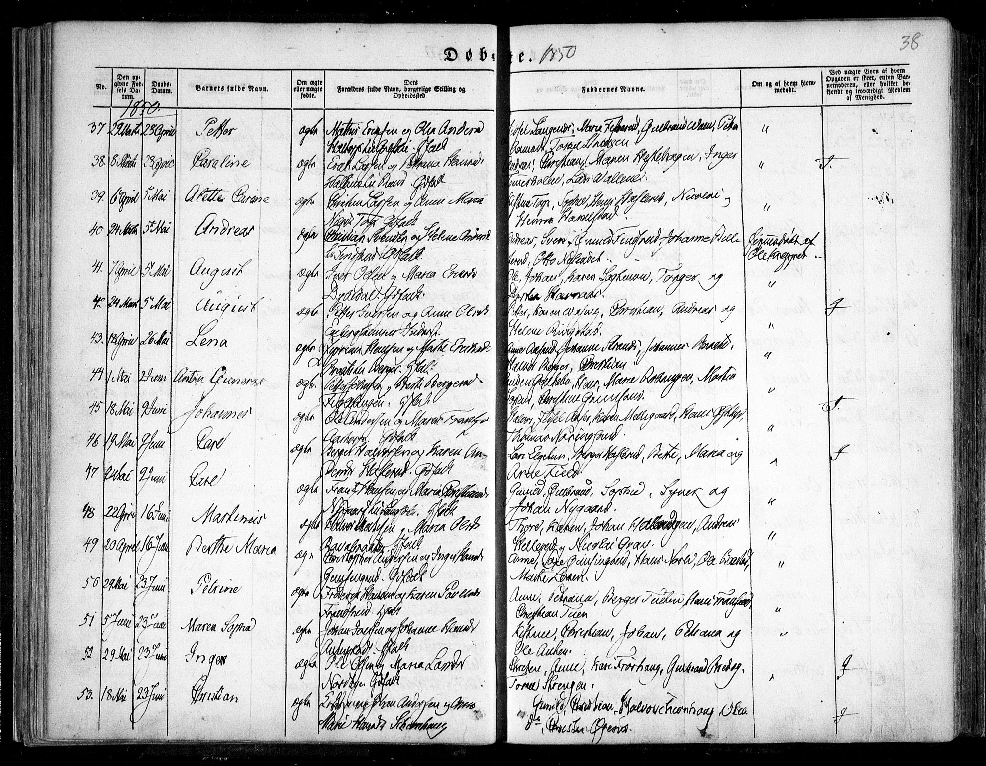 Trøgstad prestekontor Kirkebøker, SAO/A-10925/F/Fa/L0007: Parish register (official) no. I 7, 1845-1854, p. 38
