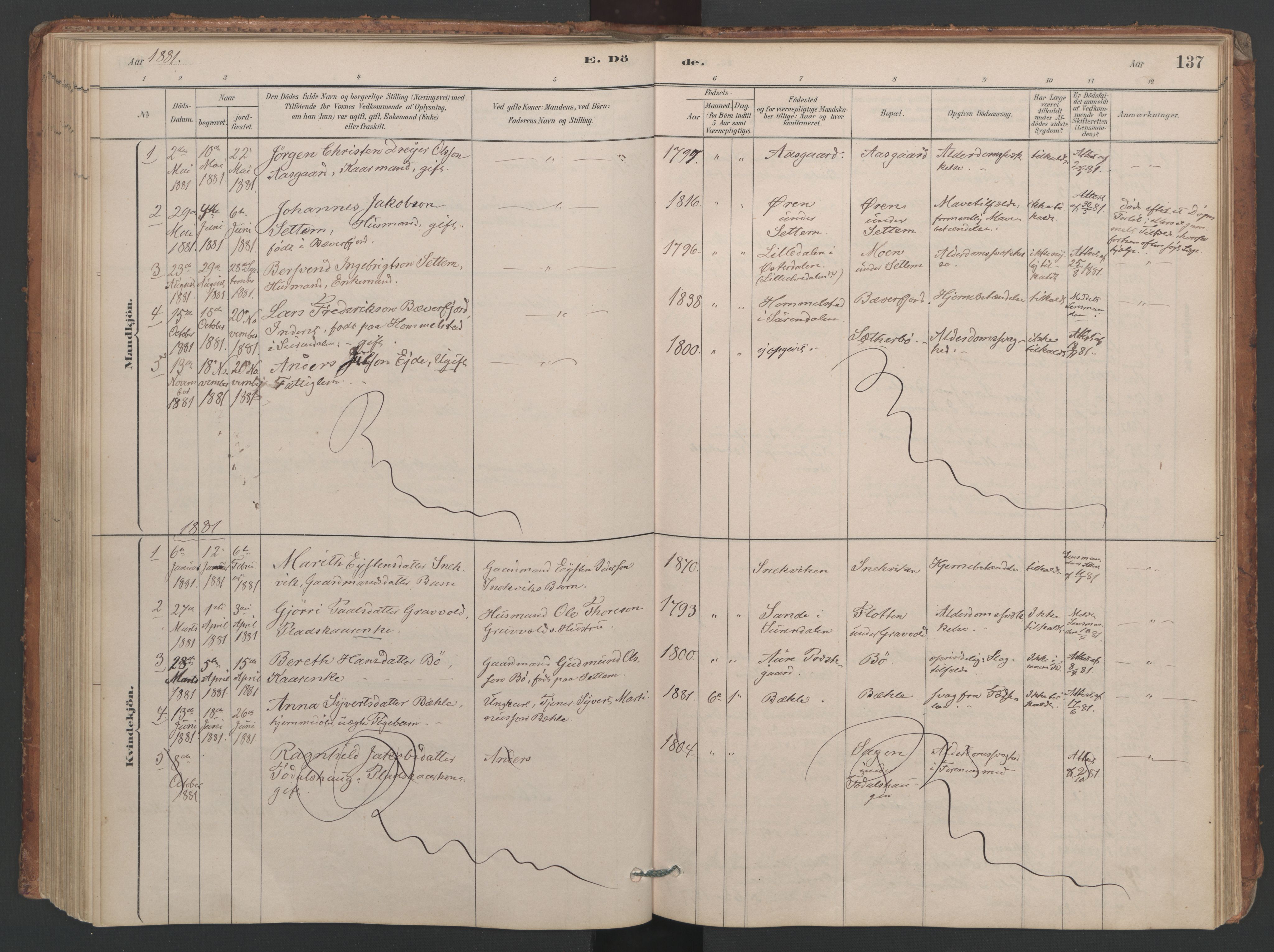 Ministerialprotokoller, klokkerbøker og fødselsregistre - Møre og Romsdal, AV/SAT-A-1454/594/L1036: Parish register (official) no. 594A02 (?), 1879-1910, p. 137