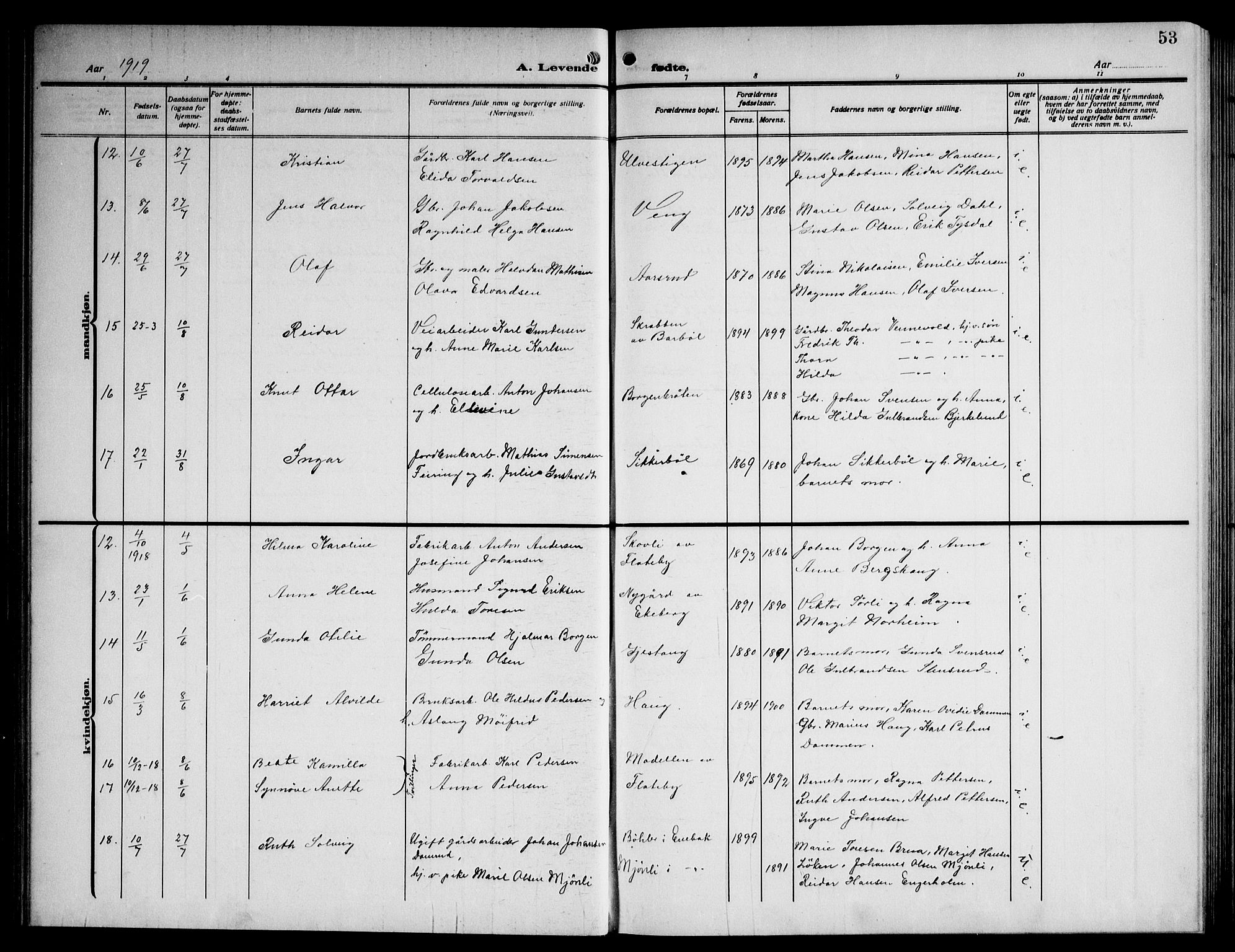 Enebakk prestekontor Kirkebøker, SAO/A-10171c/G/Ga/L0007: Parish register (copy) no. I 7, 1911-1949, p. 53