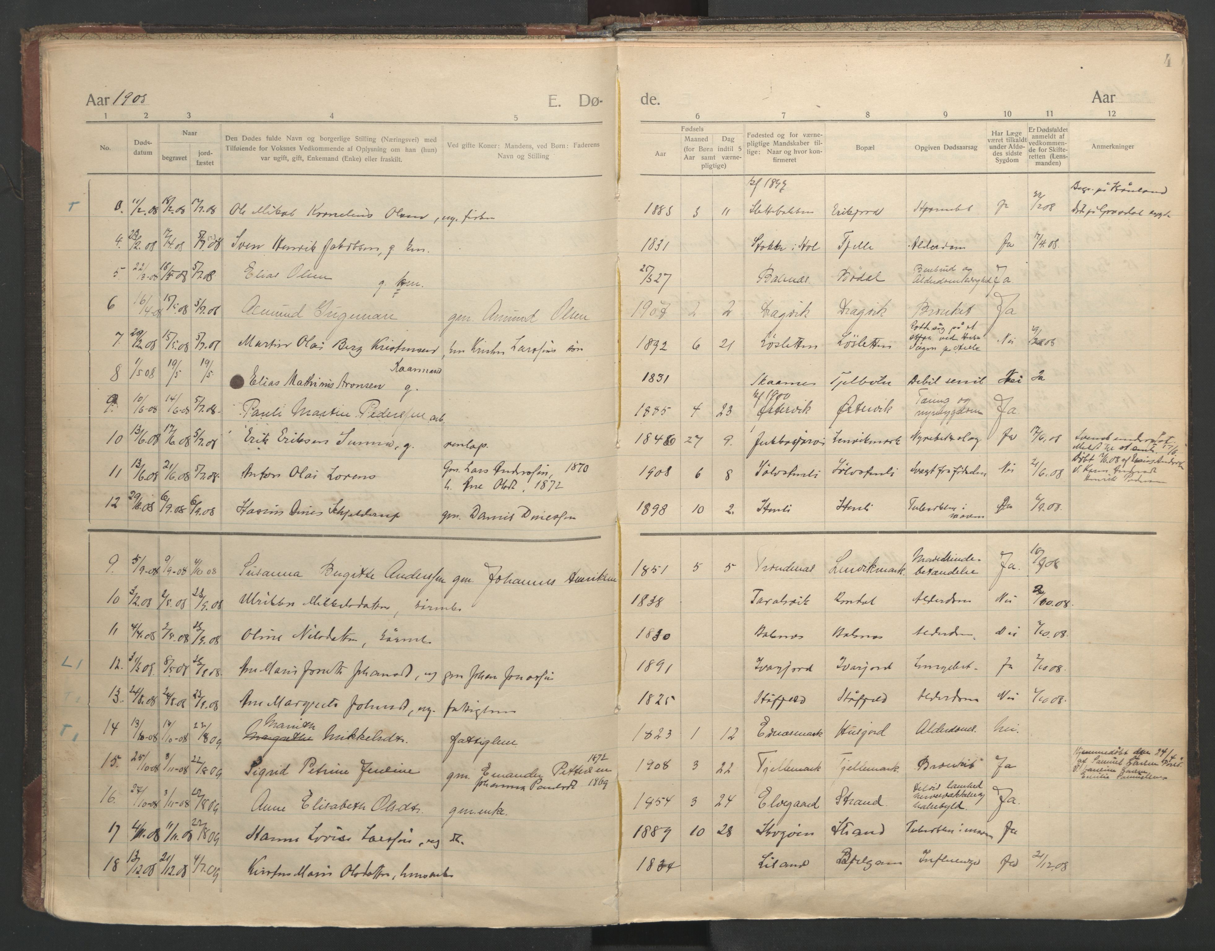 Ministerialprotokoller, klokkerbøker og fødselsregistre - Nordland, AV/SAT-A-1459/863/L0903: Parish register (official) no. 863A15, 1907-1937, p. 4