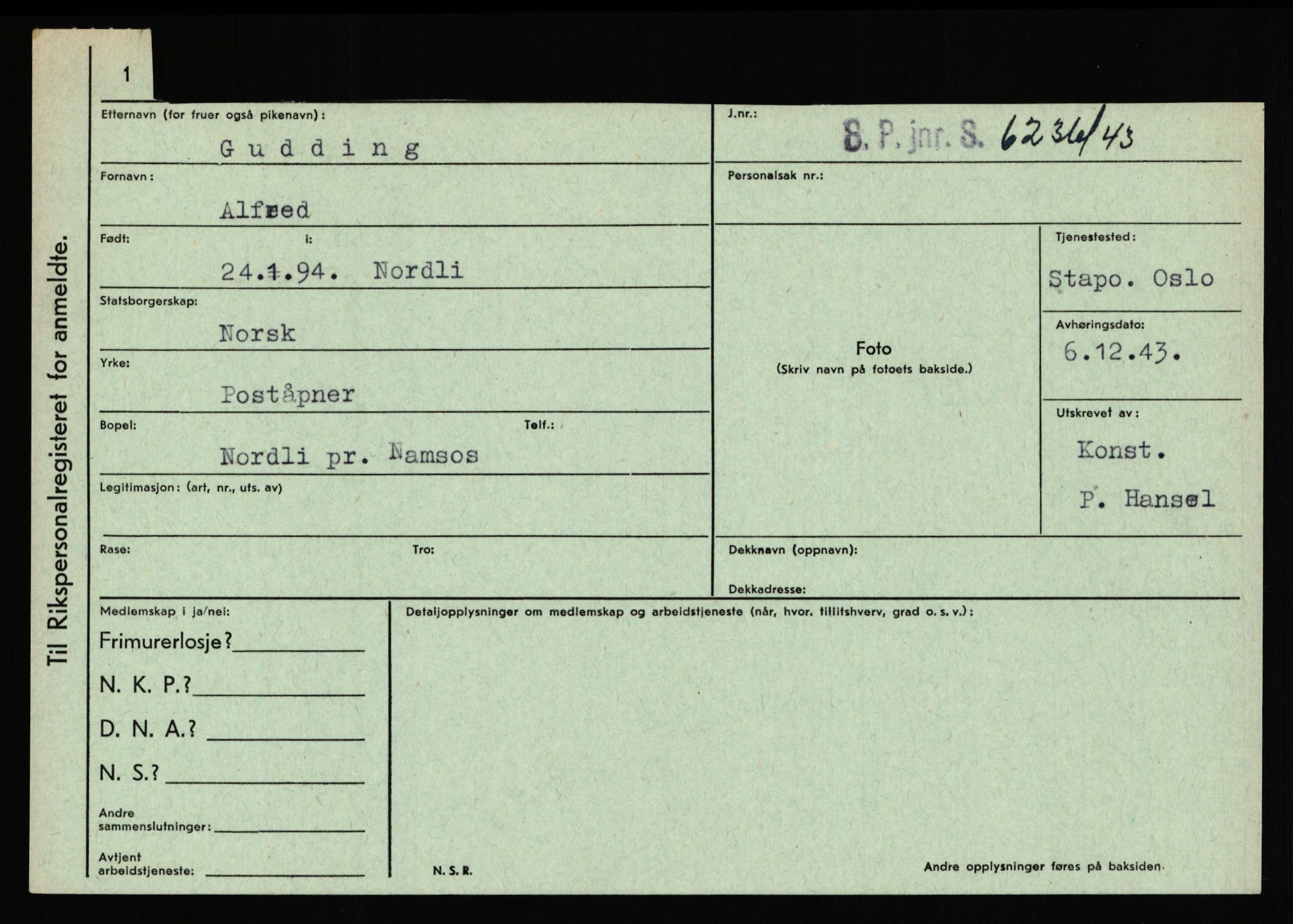 Statspolitiet - Hovedkontoret / Osloavdelingen, AV/RA-S-1329/C/Ca/L0005: Furali - Hamula, 1943-1945, p. 2463