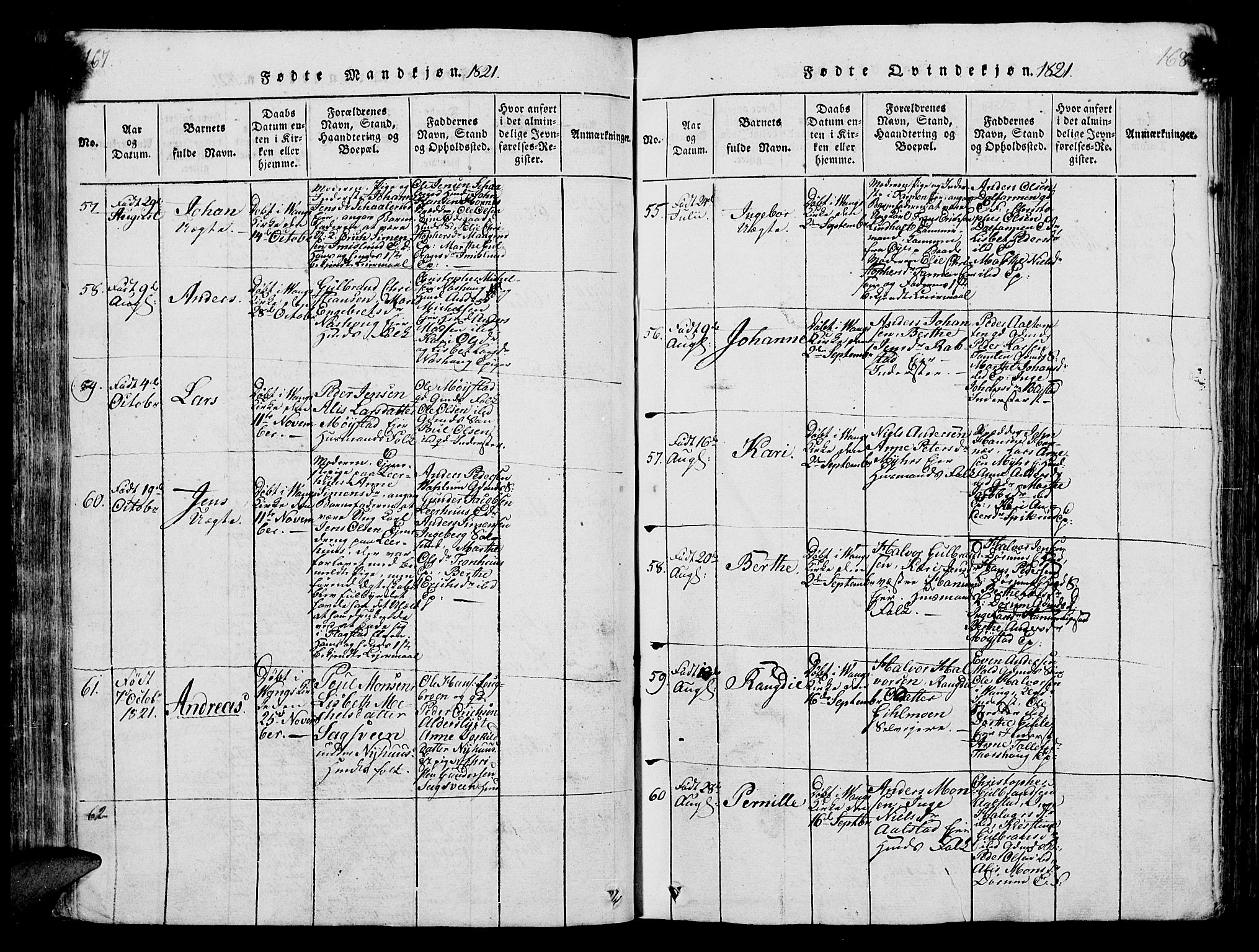 Vang prestekontor, Hedmark, AV/SAH-PREST-008/H/Ha/Hab/L0004: Parish register (copy) no. 4, 1813-1827, p. 167-168