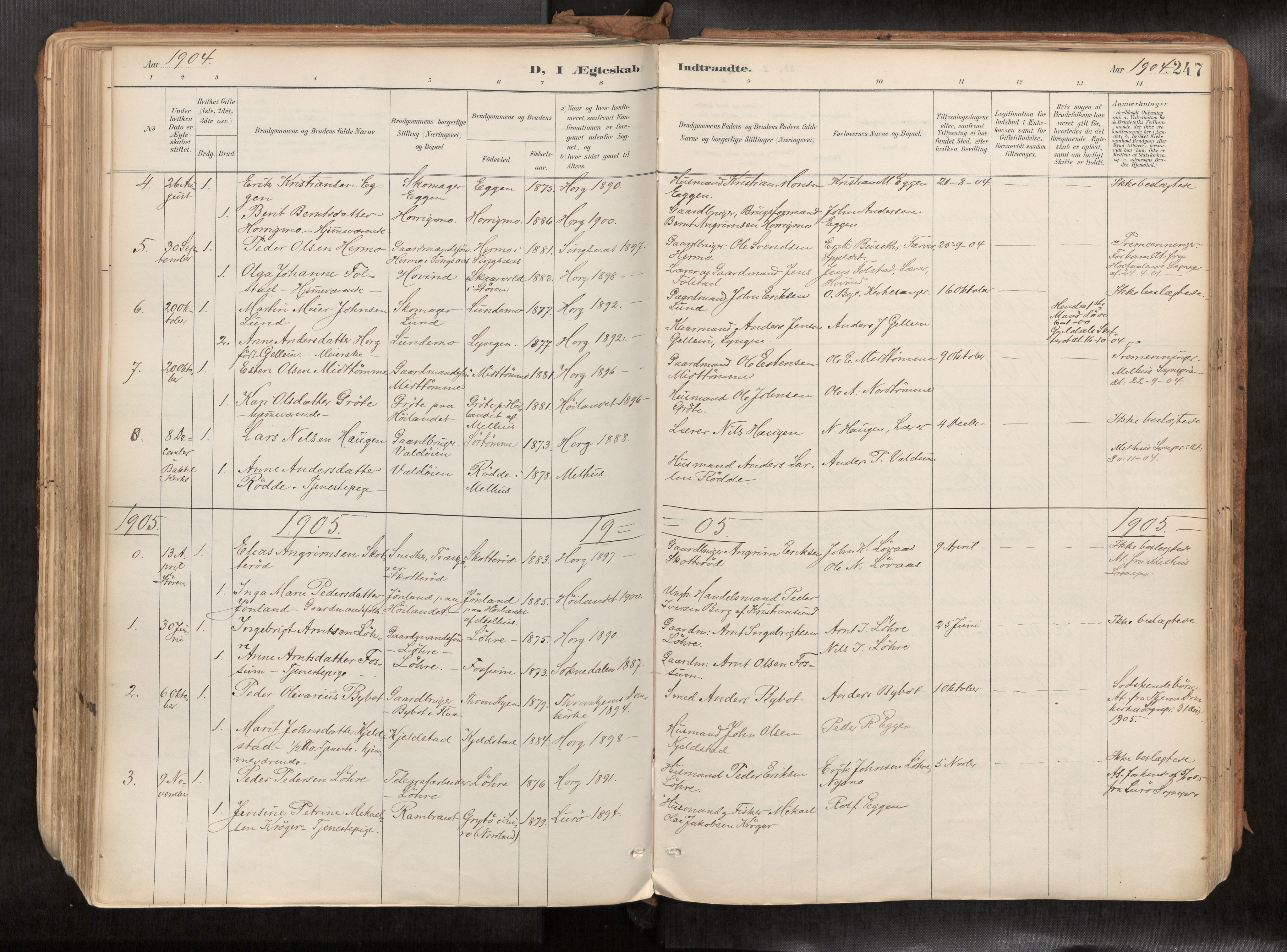 Ministerialprotokoller, klokkerbøker og fødselsregistre - Sør-Trøndelag, SAT/A-1456/692/L1105b: Parish register (official) no. 692A06, 1891-1934, p. 247