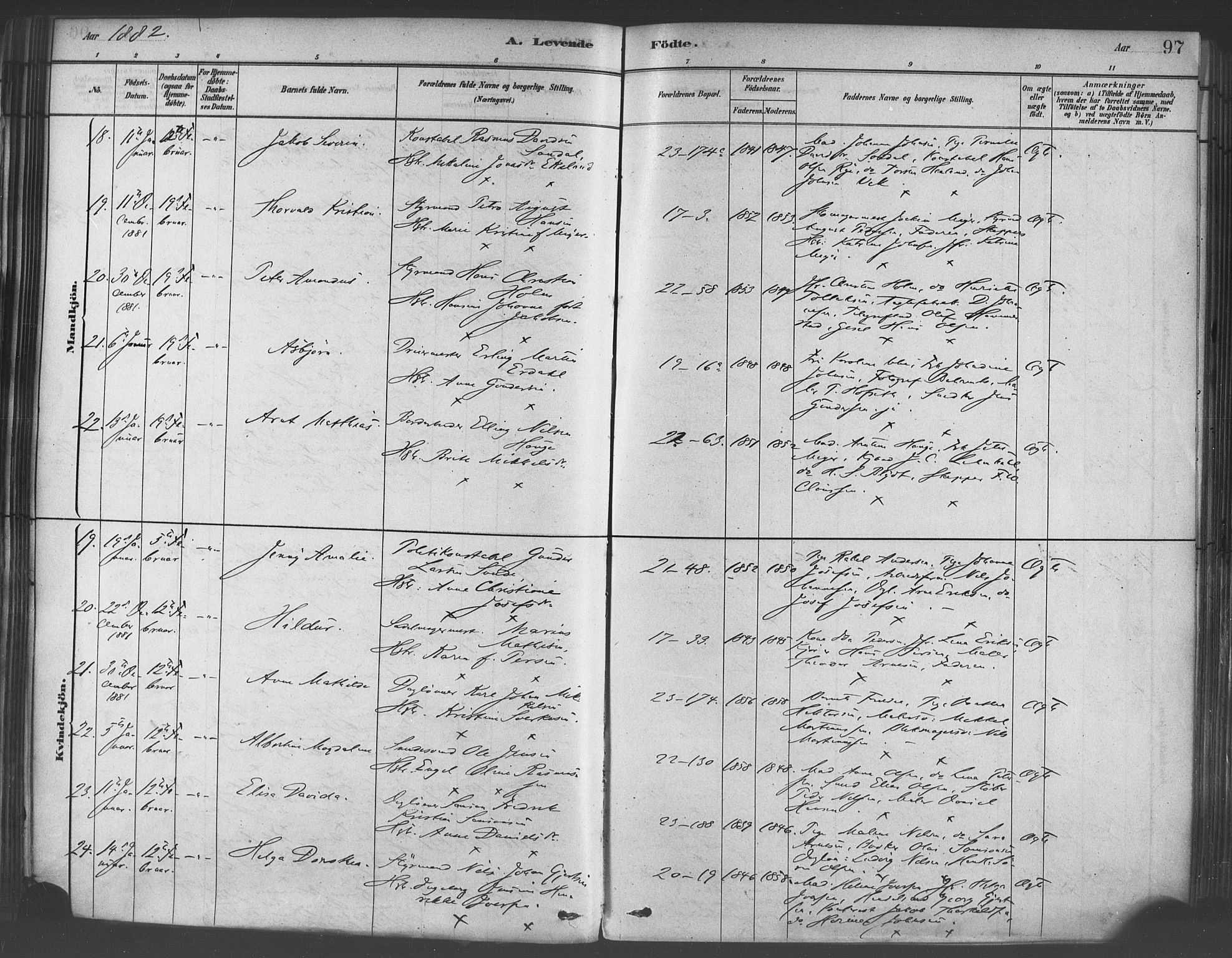 Korskirken sokneprestembete, AV/SAB-A-76101/H/Haa/L0021: Parish register (official) no. B 7, 1878-1889, p. 97