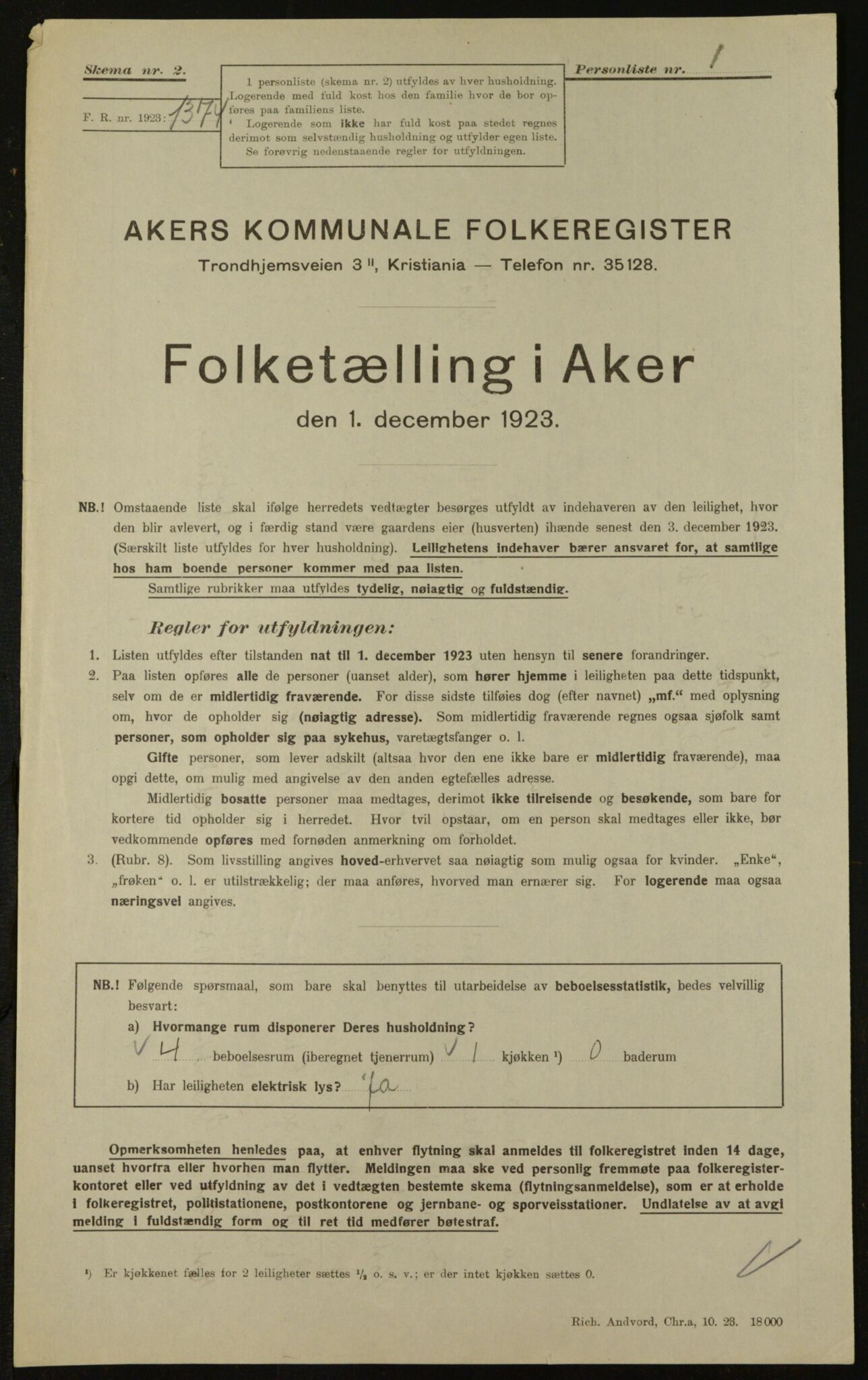 , Municipal Census 1923 for Aker, 1923, p. 31098