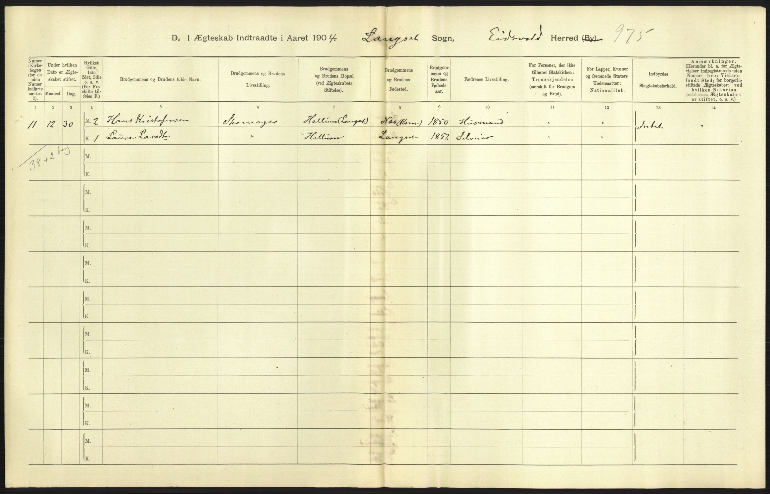 Statistisk sentralbyrå, Sosiodemografiske emner, Befolkning, AV/RA-S-2228/D/Df/Dfa/Dfab/L0002: Akershus amt: Fødte, gifte, døde, 1904, p. 457