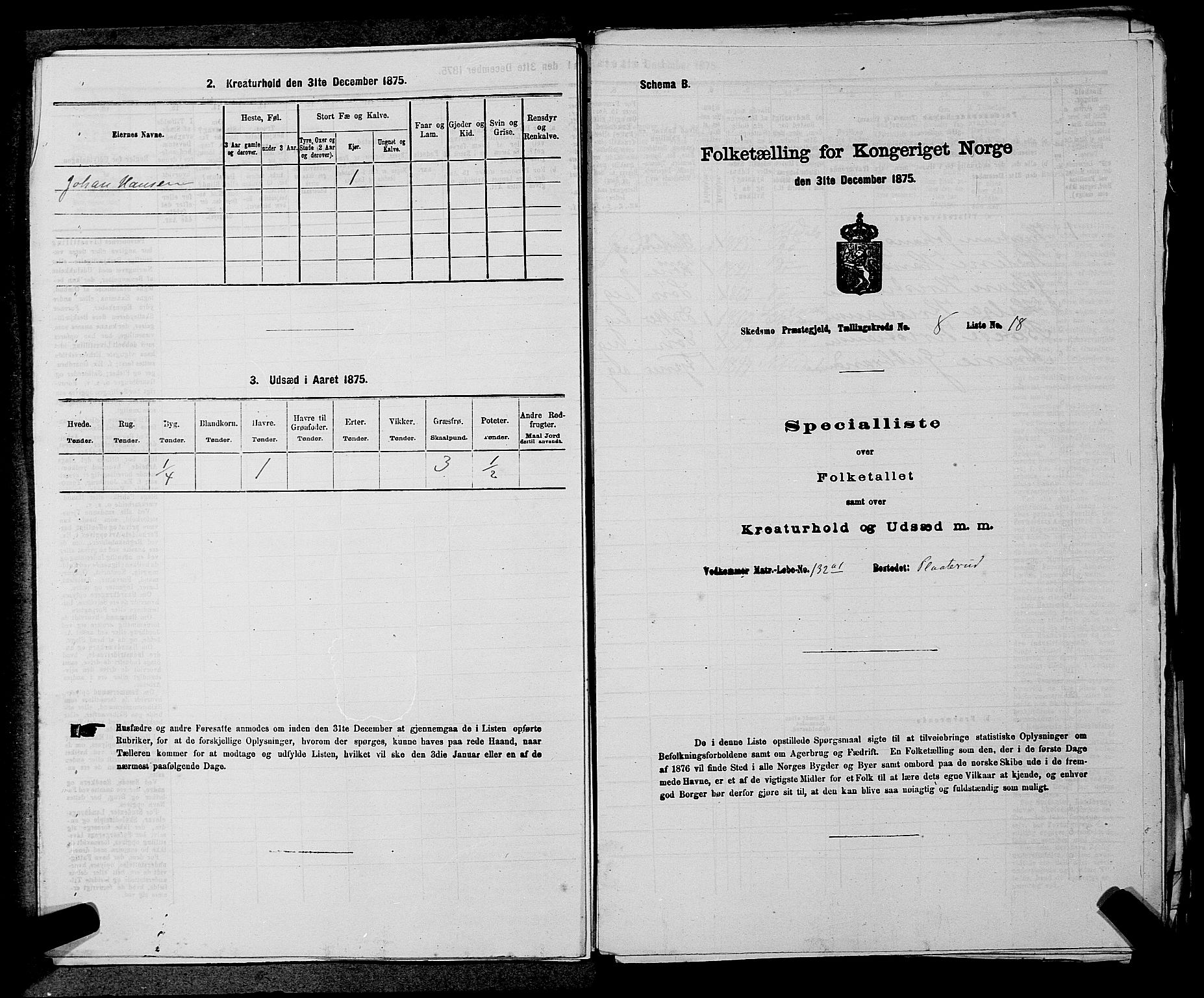 RA, 1875 census for 0231P Skedsmo, 1875, p. 1140