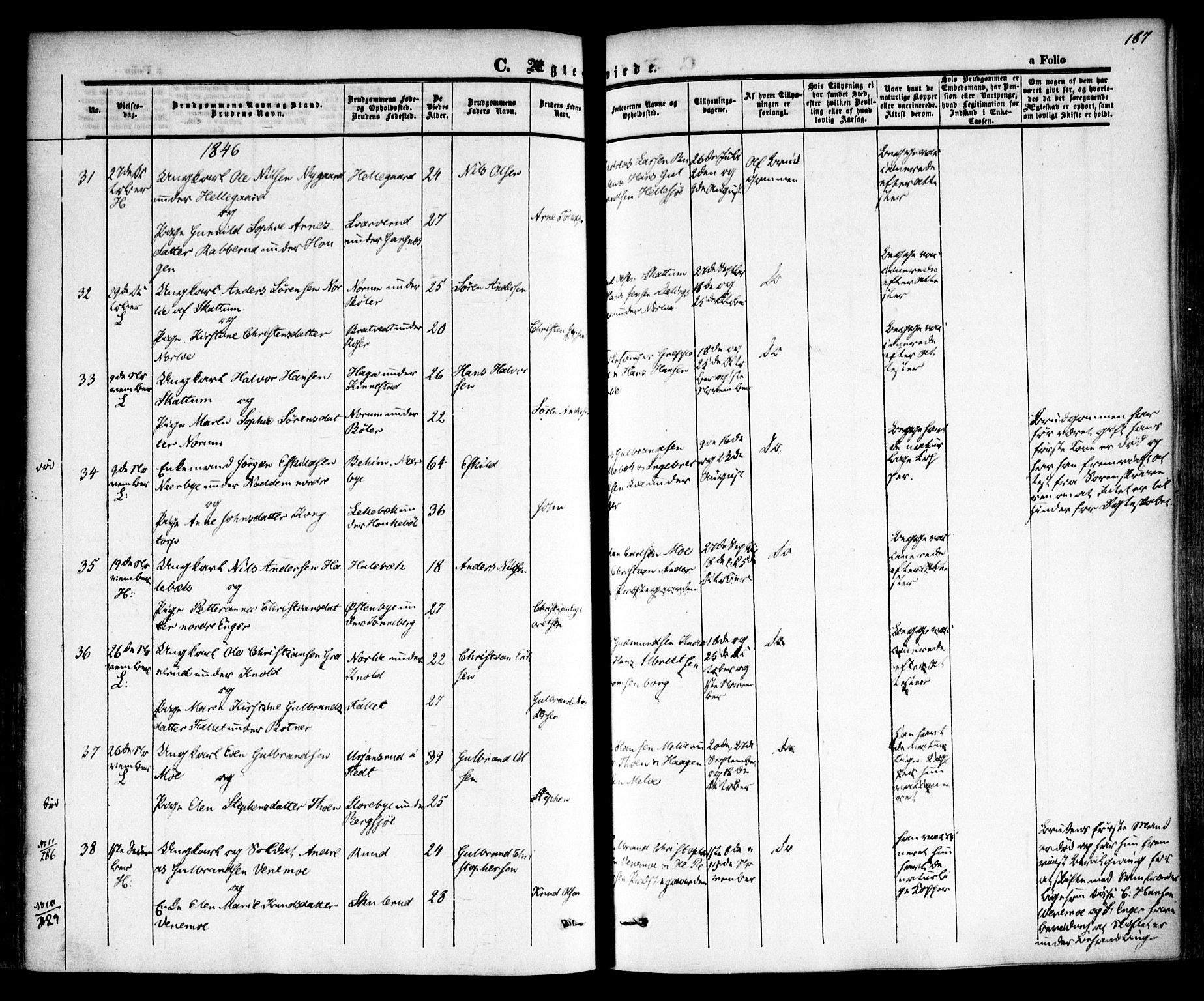 Høland prestekontor Kirkebøker, AV/SAO-A-10346a/F/Fa/L0009: Parish register (official) no. I 9, 1846-1853, p. 187