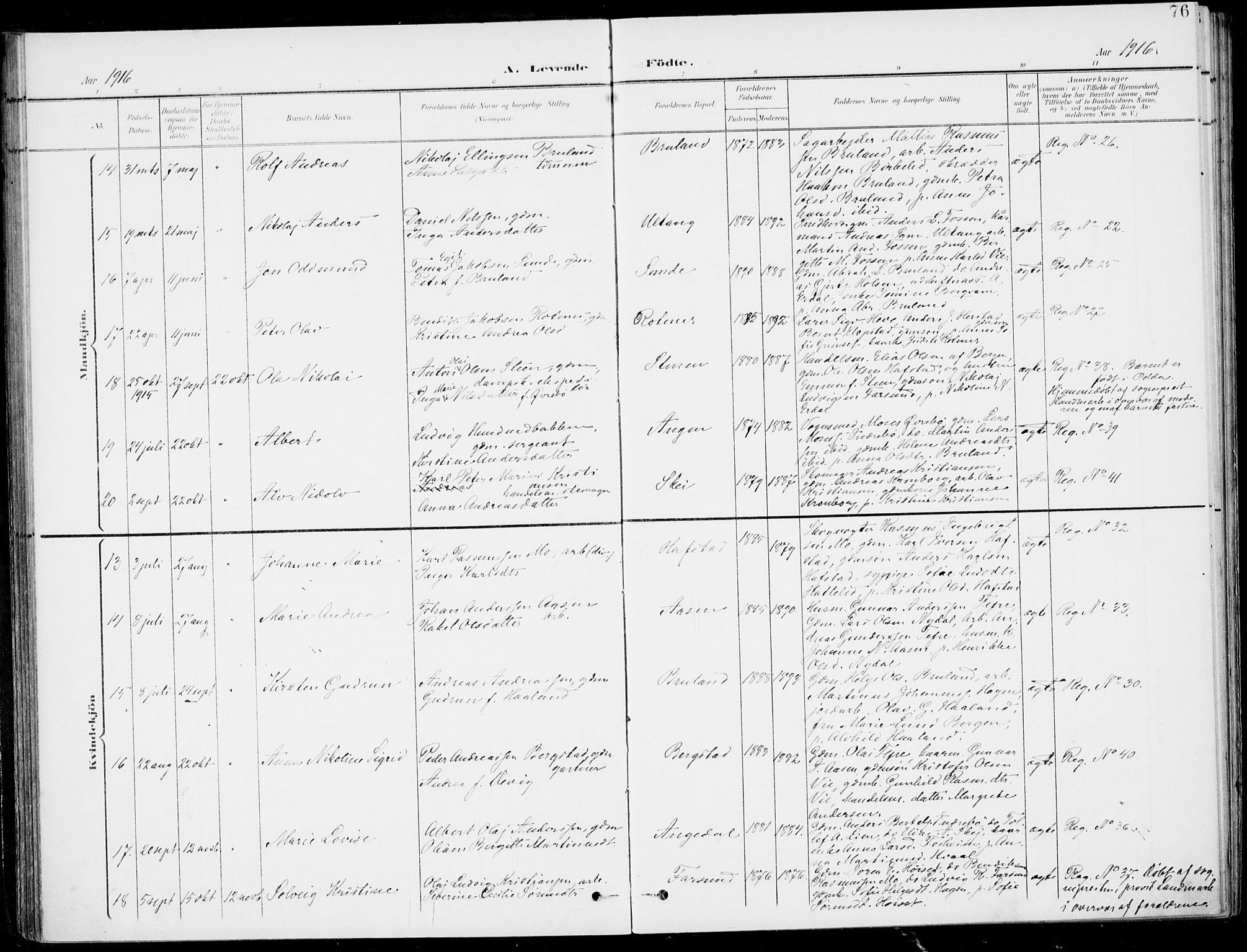 Førde sokneprestembete, SAB/A-79901/H/Haa/Haab/L0002: Parish register (official) no. B  2, 1899-1920, p. 76