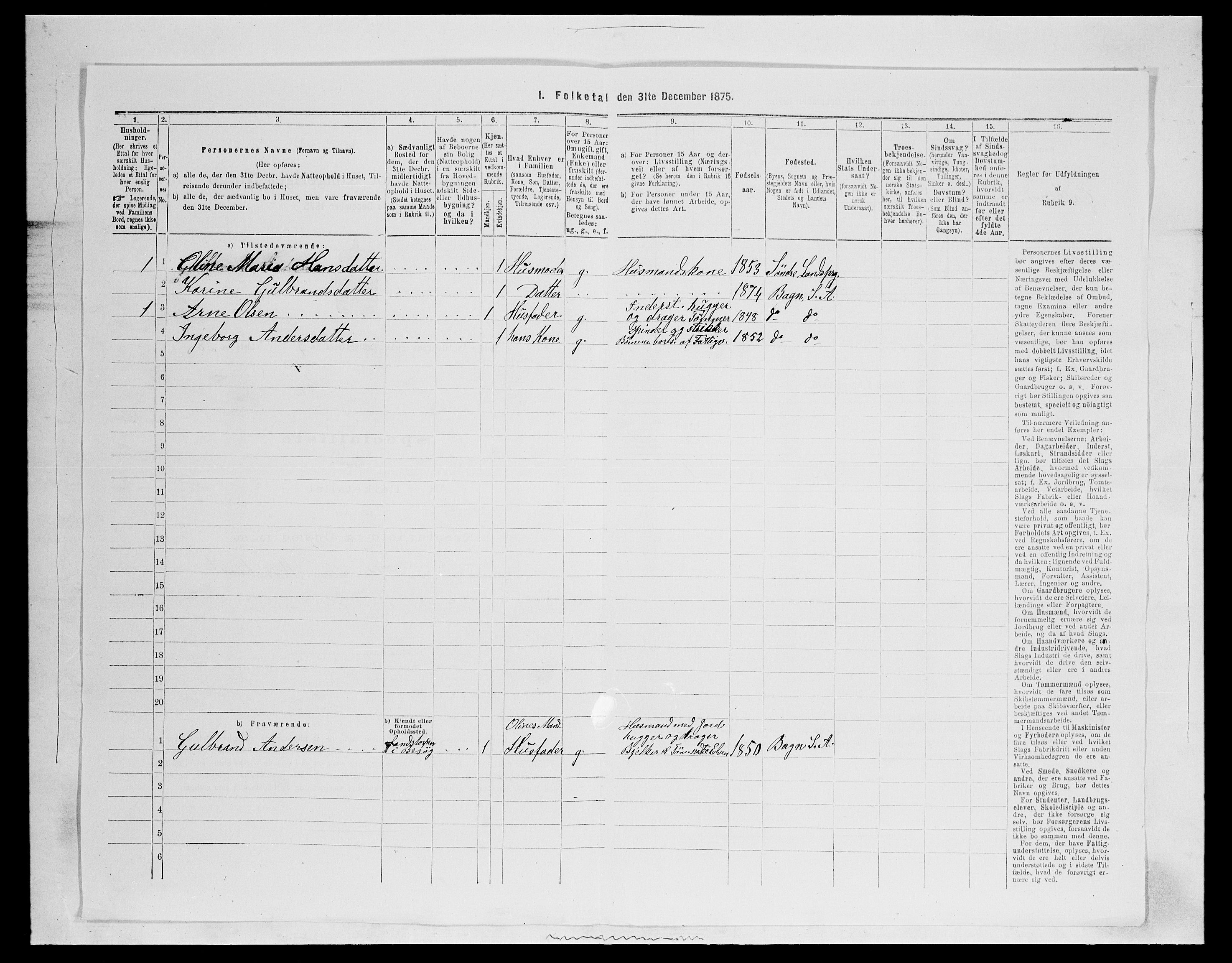 SAH, 1875 census for 0540P Sør-Aurdal, 1875, p. 735