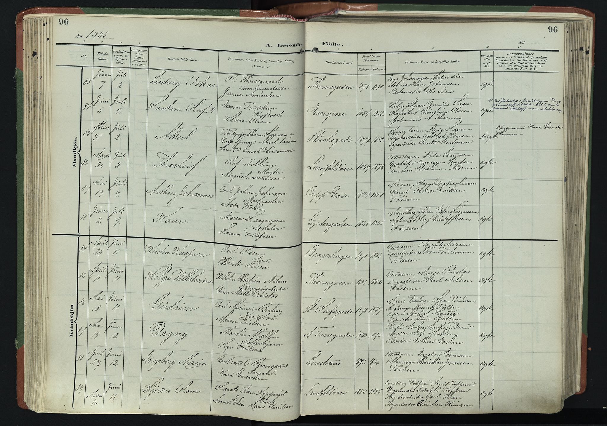 Bragernes kirkebøker, AV/SAKO-A-6/F/Fb/L0009: Parish register (official) no. II 9, 1902-1911, p. 96