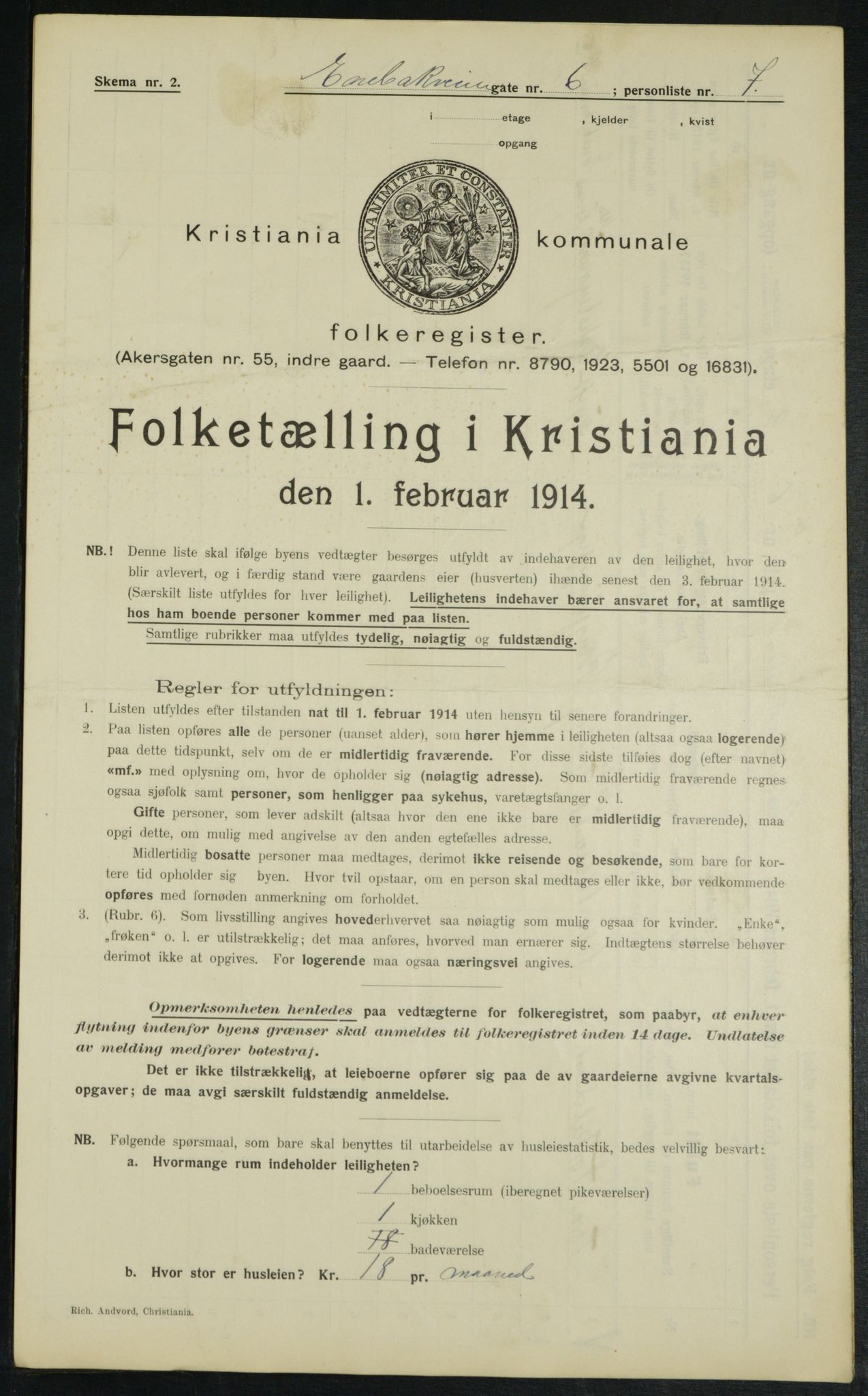 OBA, Municipal Census 1914 for Kristiania, 1914, p. 21197