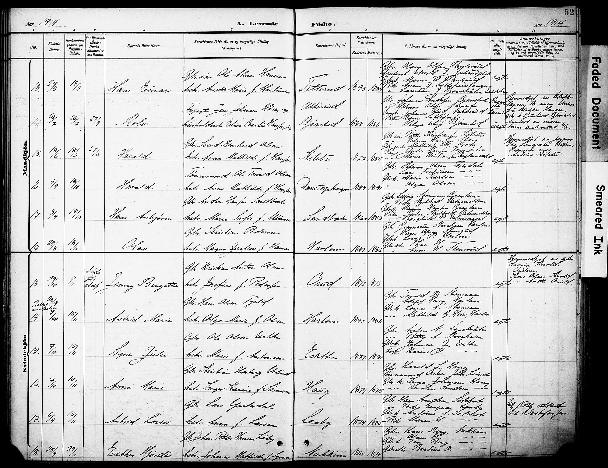 Rakkestad prestekontor Kirkebøker, AV/SAO-A-2008/F/Fb/L0002: Parish register (official) no. II 2, 1900-1920, p. 52