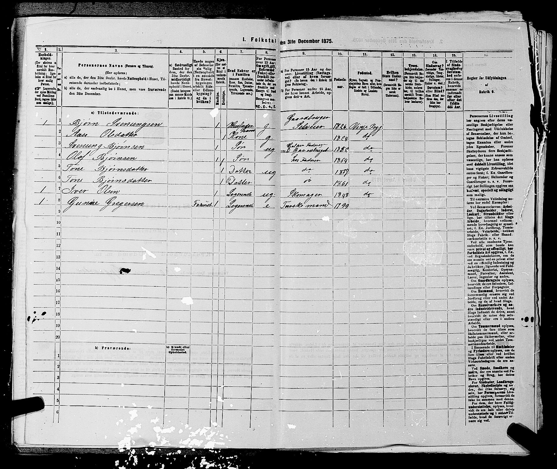 SAKO, 1875 census for 0834P Vinje, 1875, p. 652