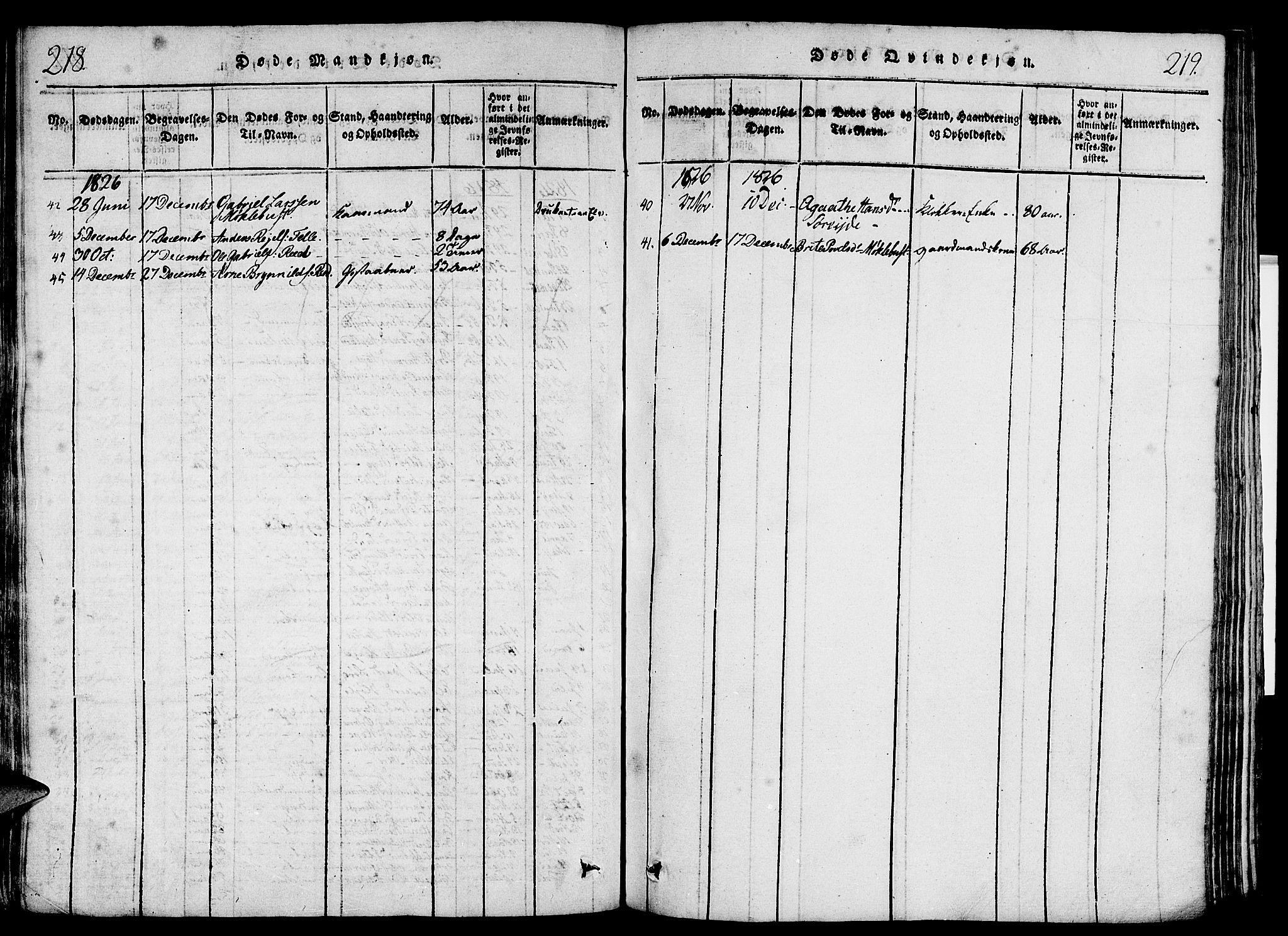 Gloppen sokneprestembete, SAB/A-80101/H/Haa/Haaa/L0006: Parish register (official) no. A 6, 1816-1826, p. 218-219