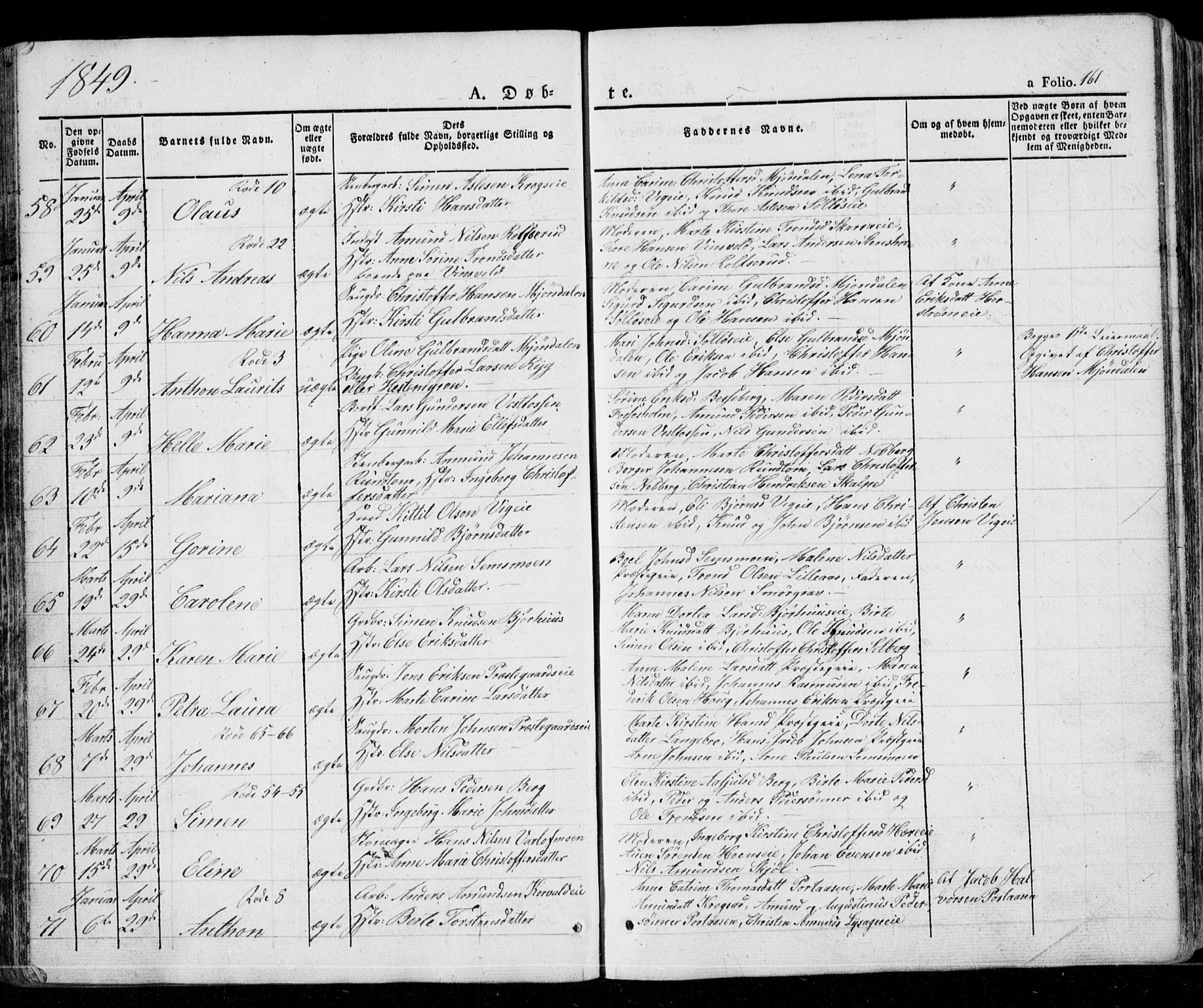 Eiker kirkebøker, SAKO/A-4/G/Ga/L0002: Parish register (copy) no. I 2, 1832-1856, p. 161