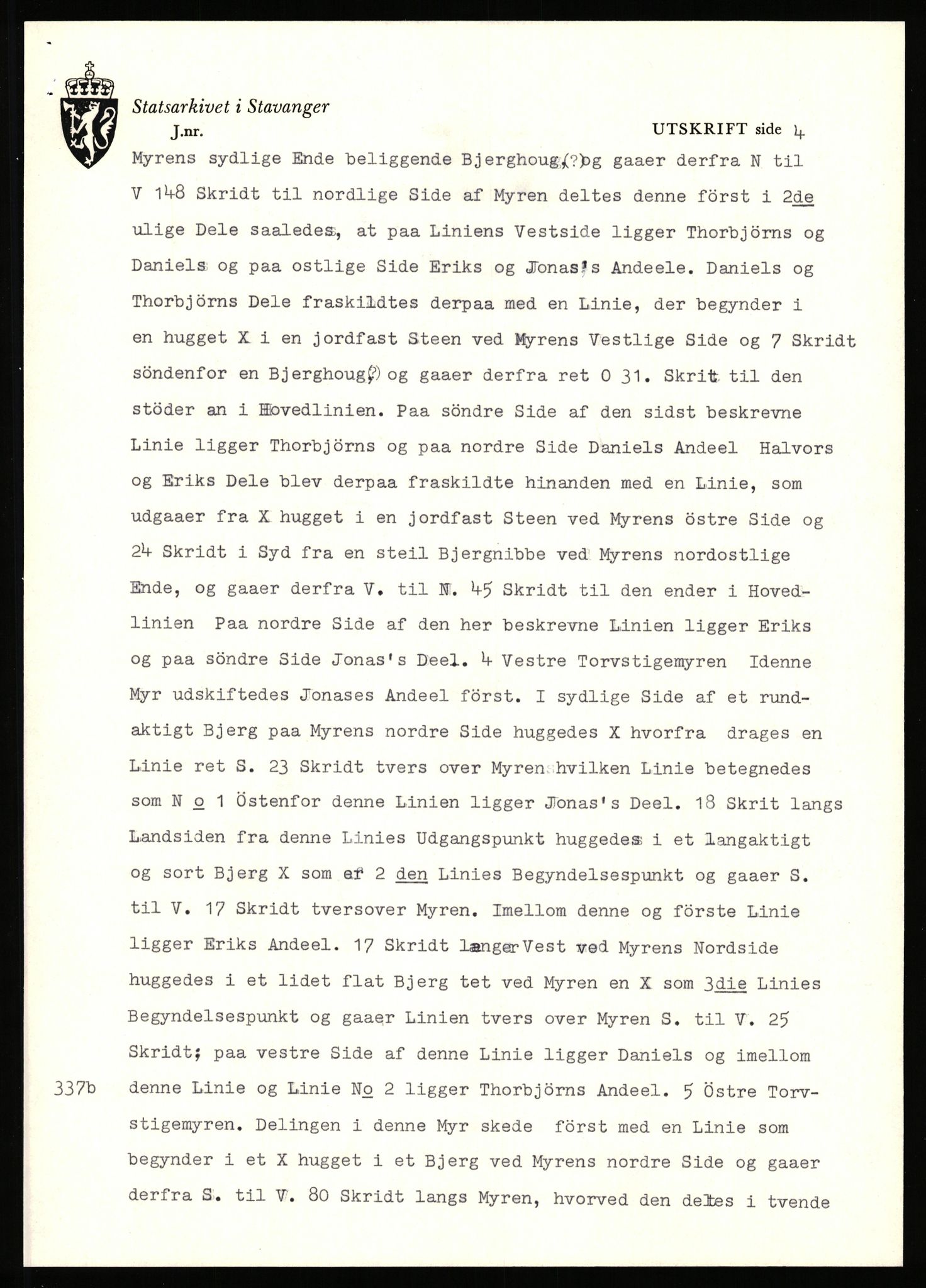 Statsarkivet i Stavanger, AV/SAST-A-101971/03/Y/Yj/L0075: Avskrifter sortert etter gårdsnavn: Skastad - Skjerveim, 1750-1930, p. 18