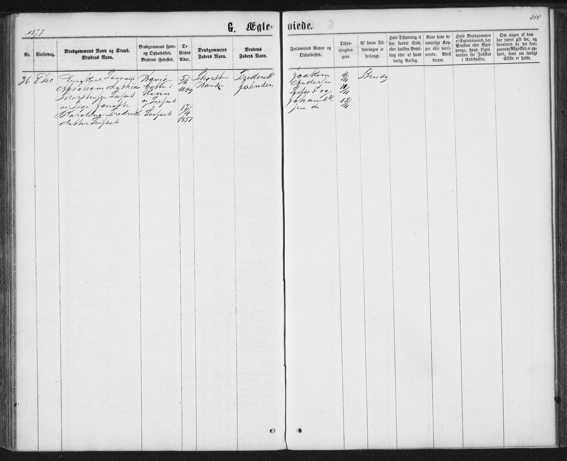 Ministerialprotokoller, klokkerbøker og fødselsregistre - Nordland, SAT/A-1459/852/L0739: Parish register (official) no. 852A09, 1866-1877, p. 255