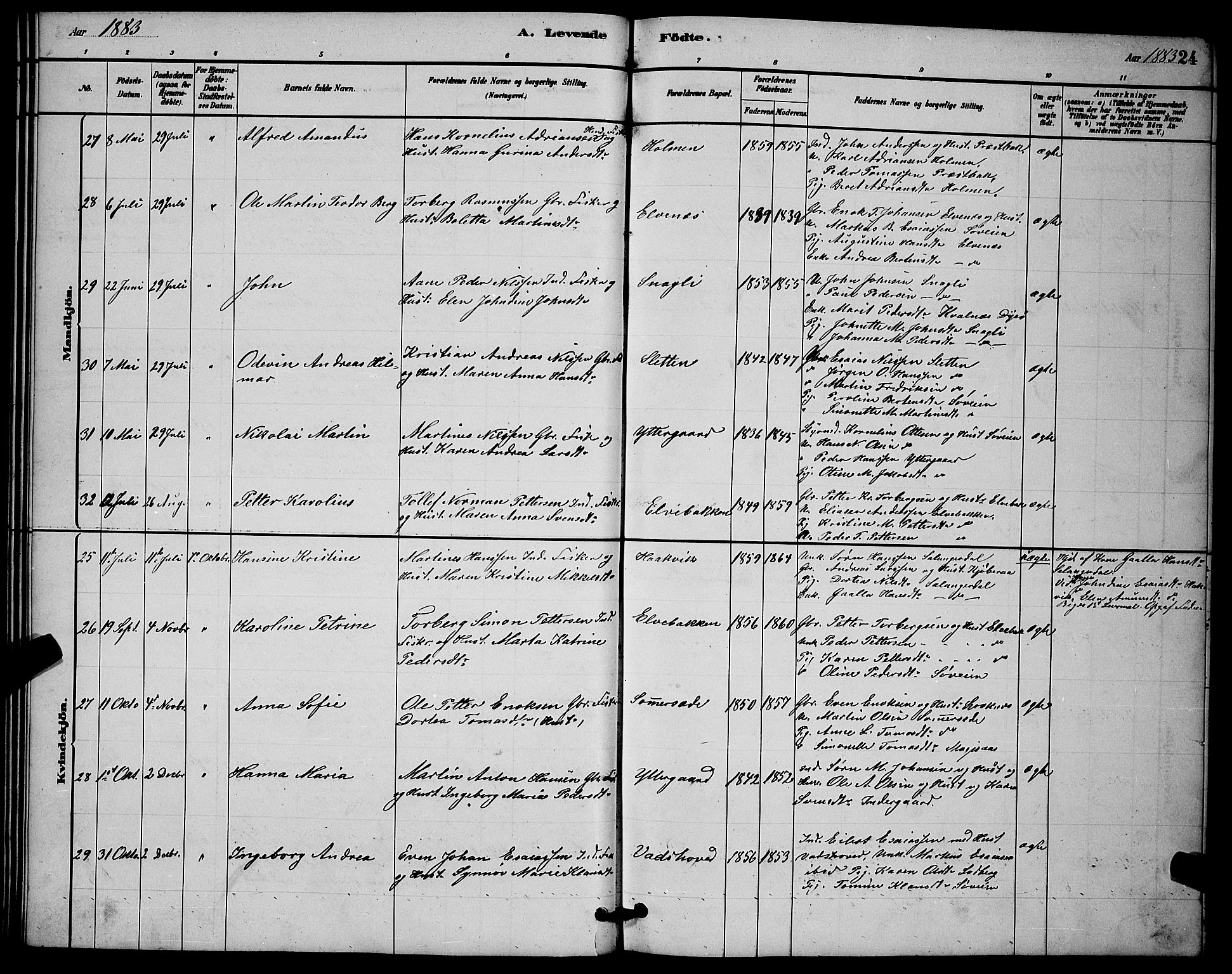 Ibestad sokneprestembete, AV/SATØ-S-0077/H/Ha/Hab/L0014klokker: Parish register (copy) no. 14, 1880-1887, p. 24