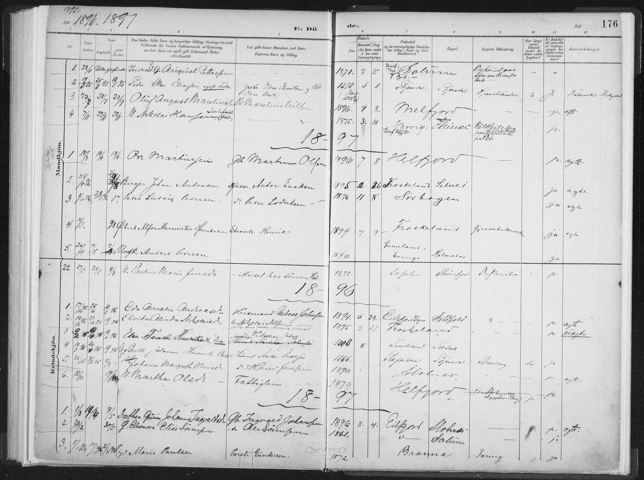 Ministerialprotokoller, klokkerbøker og fødselsregistre - Nordland, SAT/A-1459/890/L1286: Parish register (official) no. 890A01, 1882-1902, p. 176