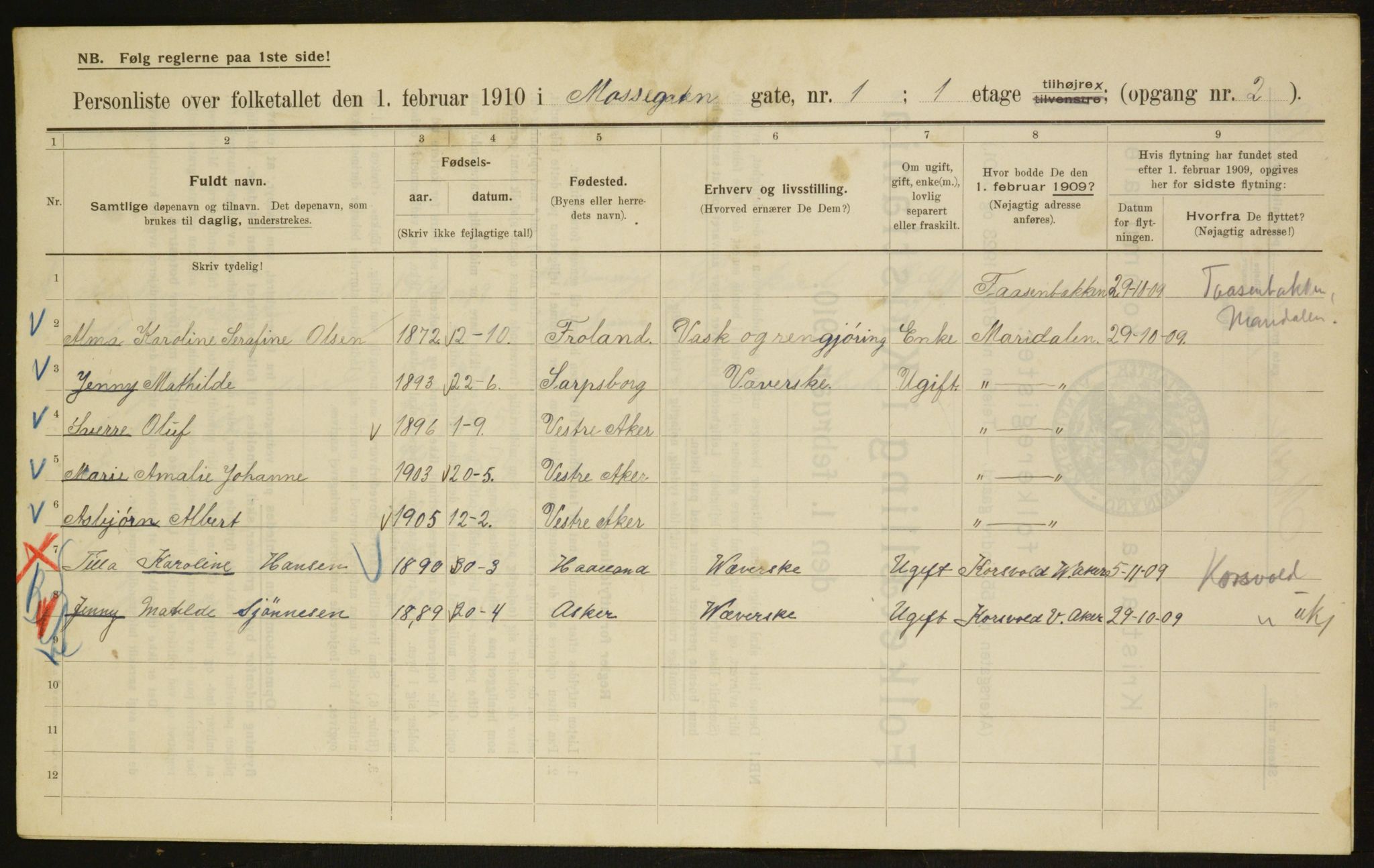 OBA, Municipal Census 1910 for Kristiania, 1910, p. 63549