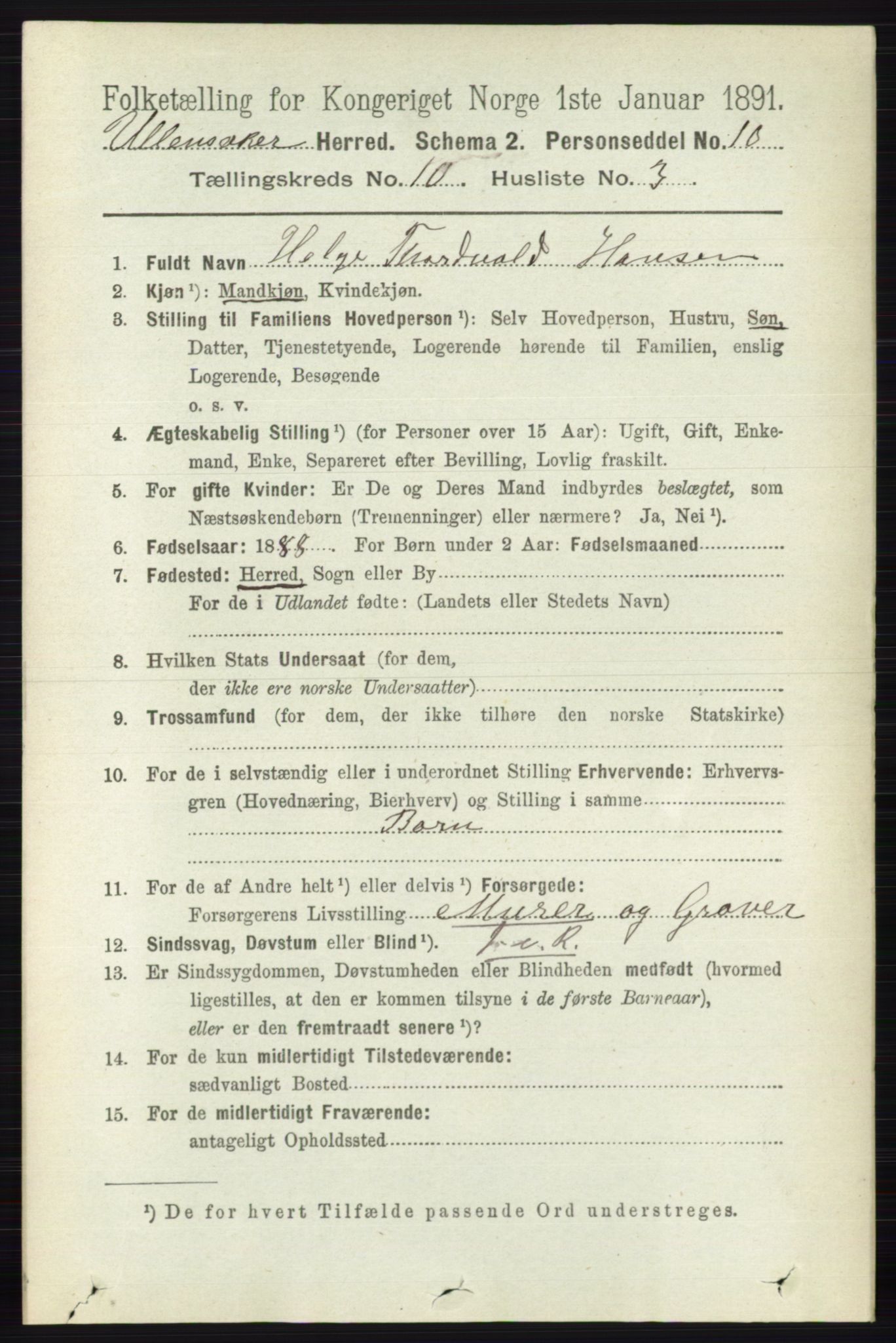 RA, 1891 census for 0235 Ullensaker, 1891, p. 4531