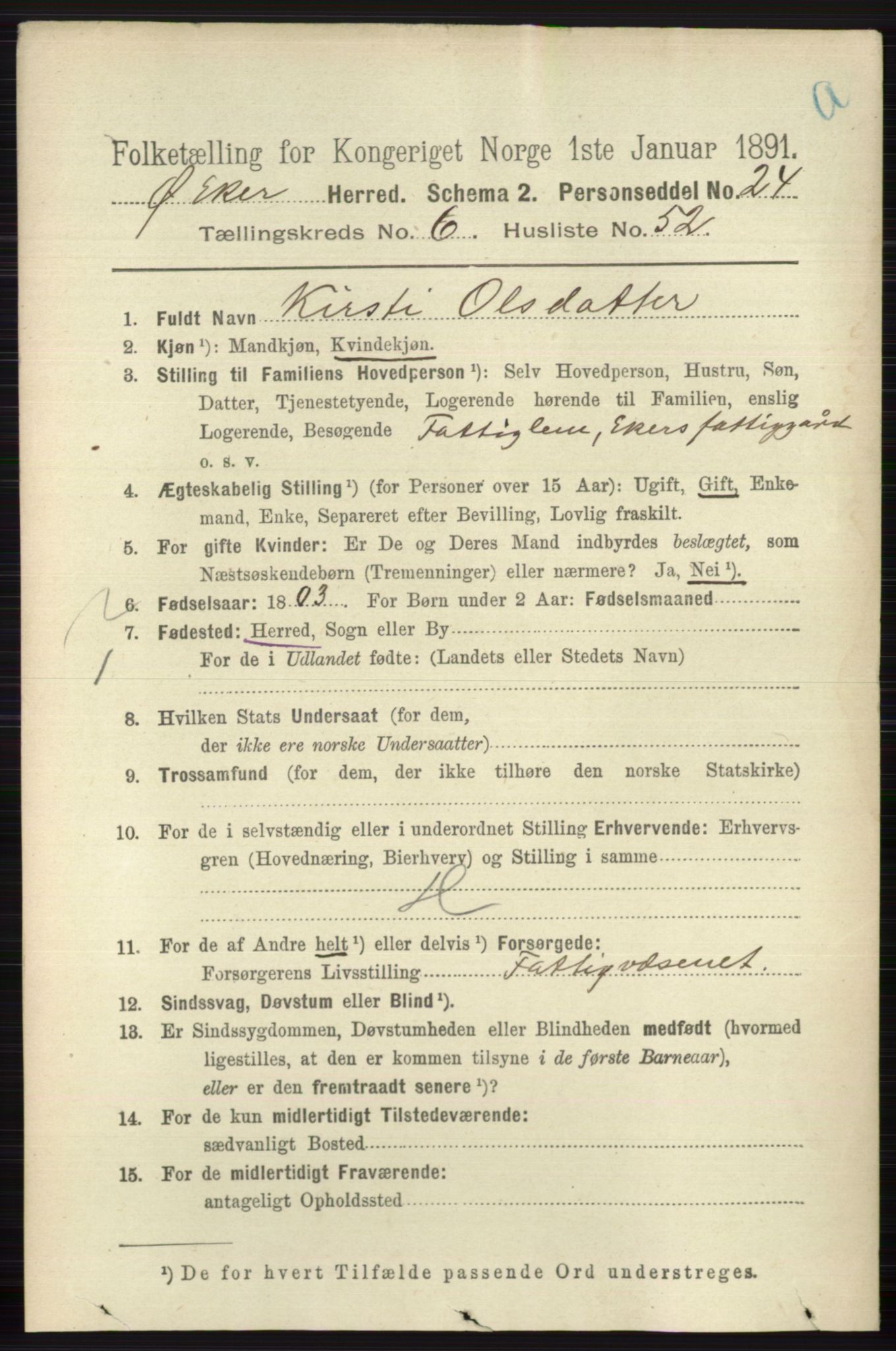 RA, 1891 census for 0624 Øvre Eiker, 1891, p. 2533