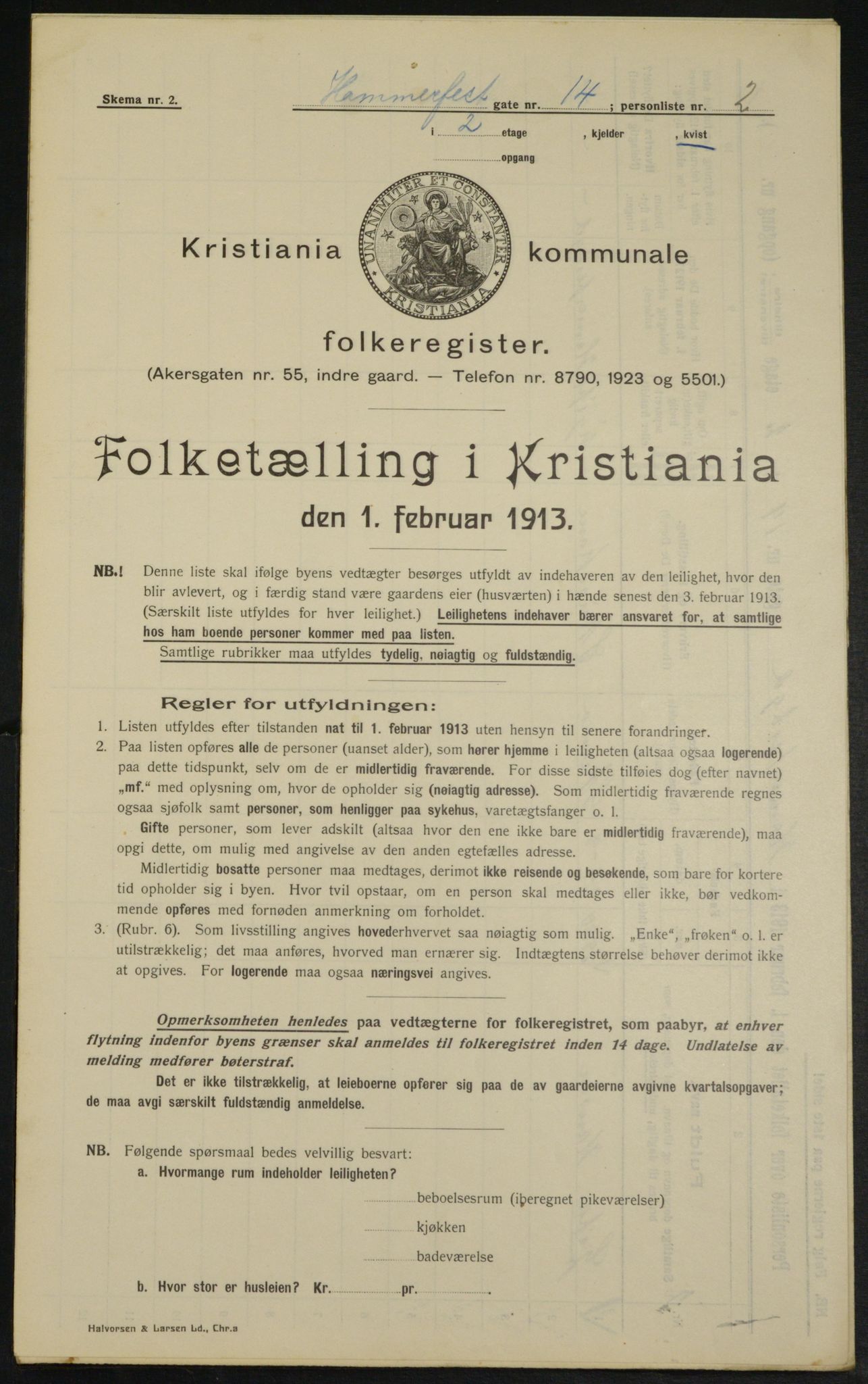 OBA, Municipal Census 1913 for Kristiania, 1913, p. 34368