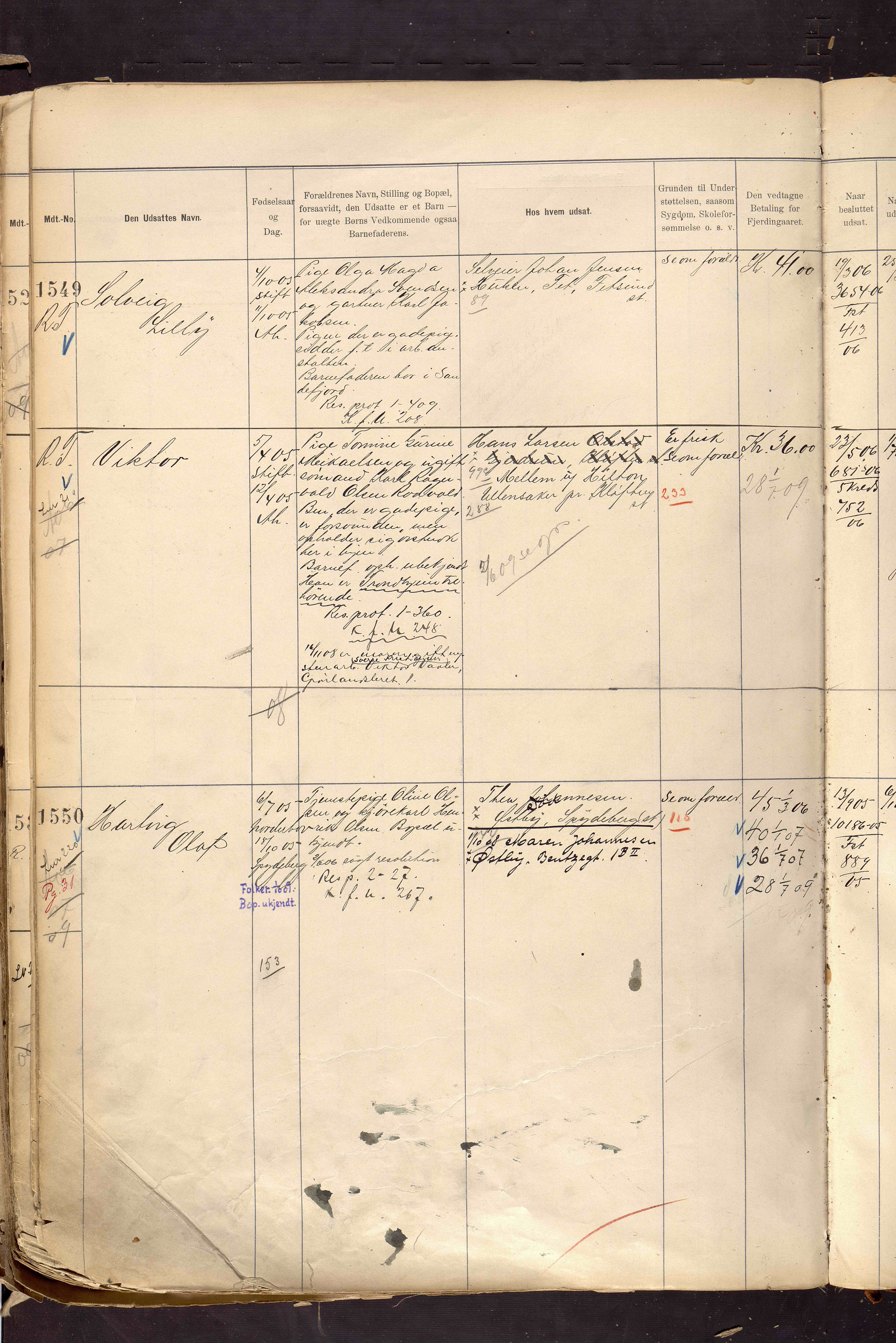 Fattigvesenet, OBA/A-20045/H/Hd/L0007: Manntallsprotokoll. Mnr. 1001-1604, 1897-1910, p. 601