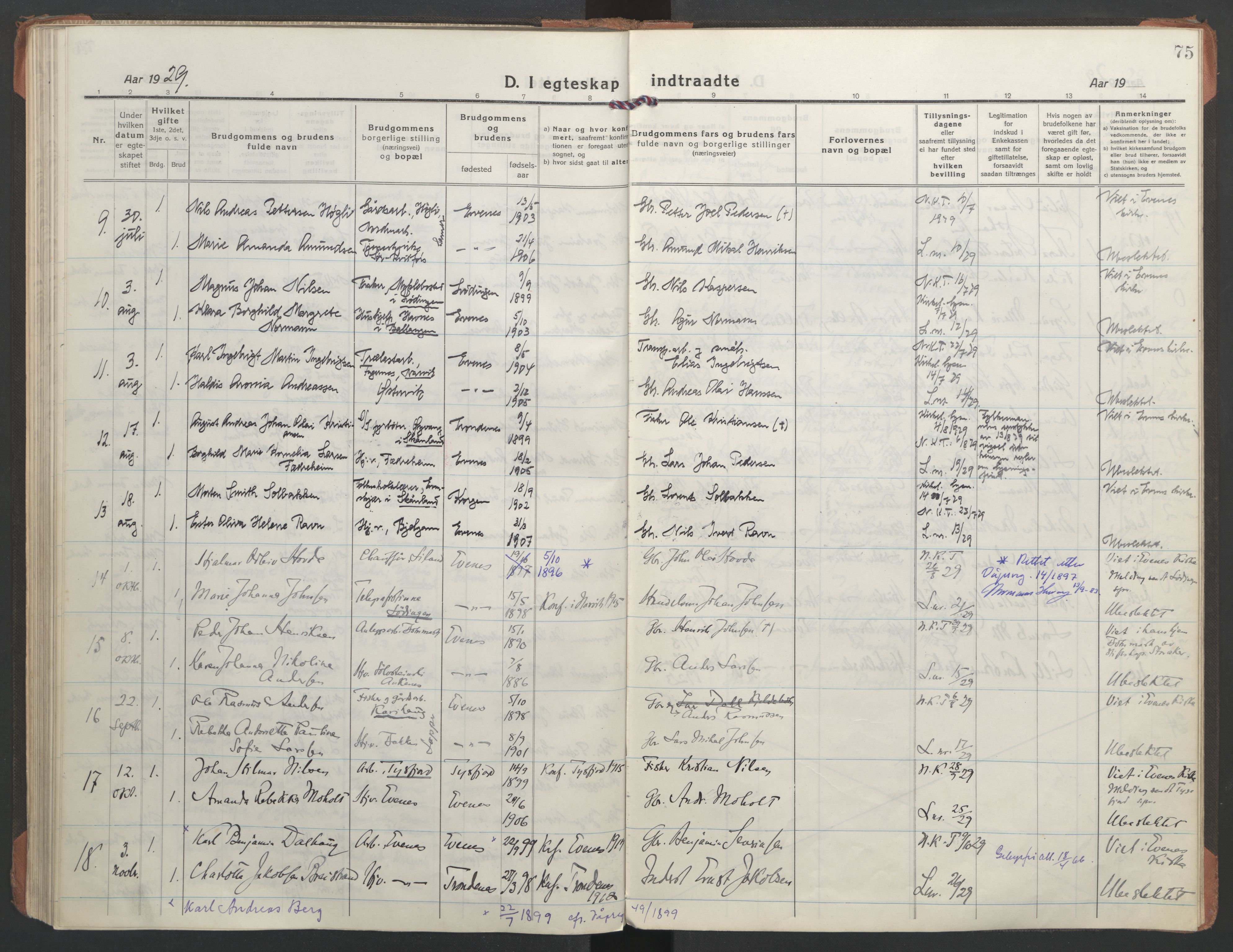 Ministerialprotokoller, klokkerbøker og fødselsregistre - Nordland, AV/SAT-A-1459/863/L0902: Parish register (official) no. 863A14, 1906-1937, p. 75