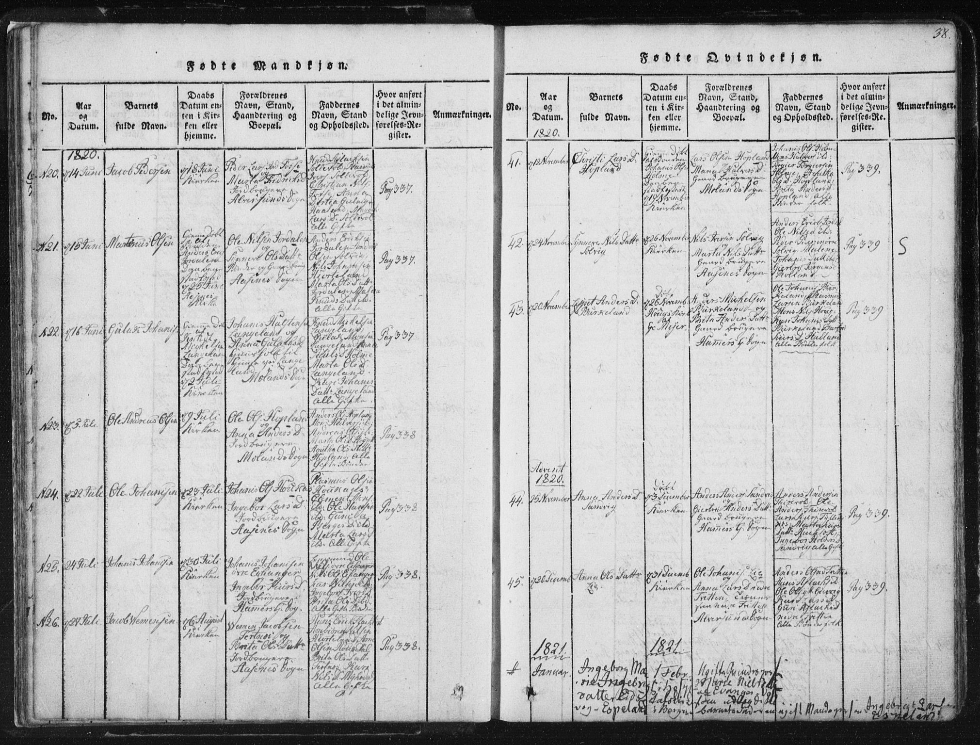 Hamre sokneprestembete, AV/SAB-A-75501/H/Ha/Haa/Haaa/L0010: Parish register (official) no. A 10, 1816-1826, p. 38