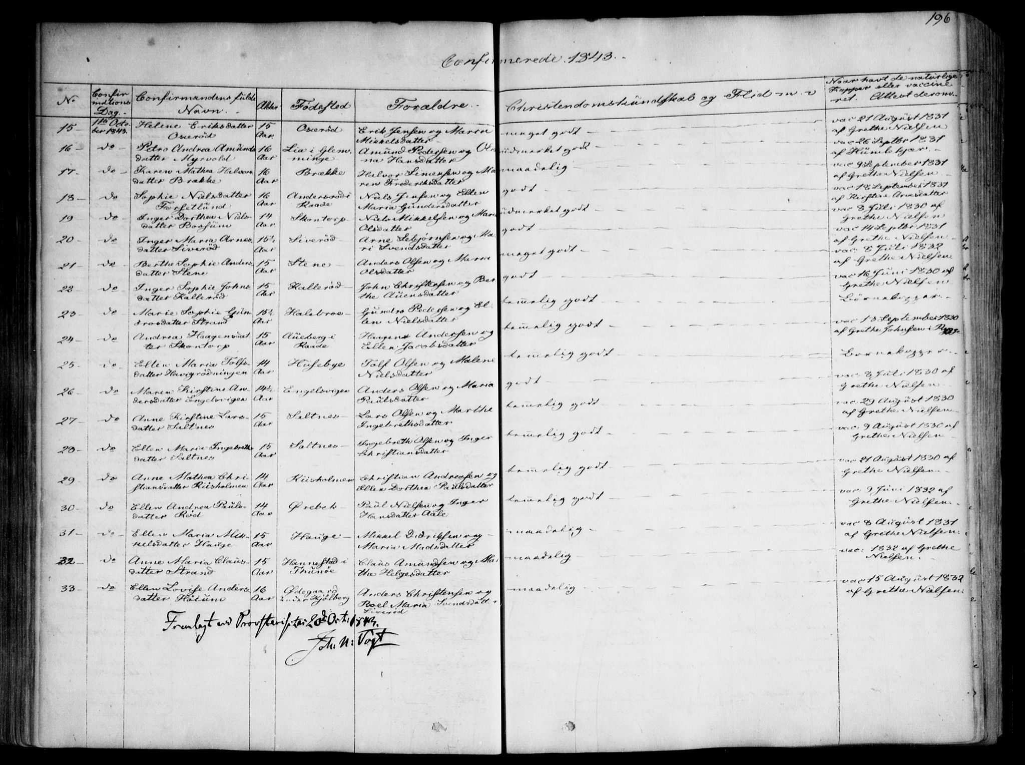 Onsøy prestekontor Kirkebøker, SAO/A-10914/F/Fa/L0003: Parish register (official) no. I 3, 1841-1860, p. 196