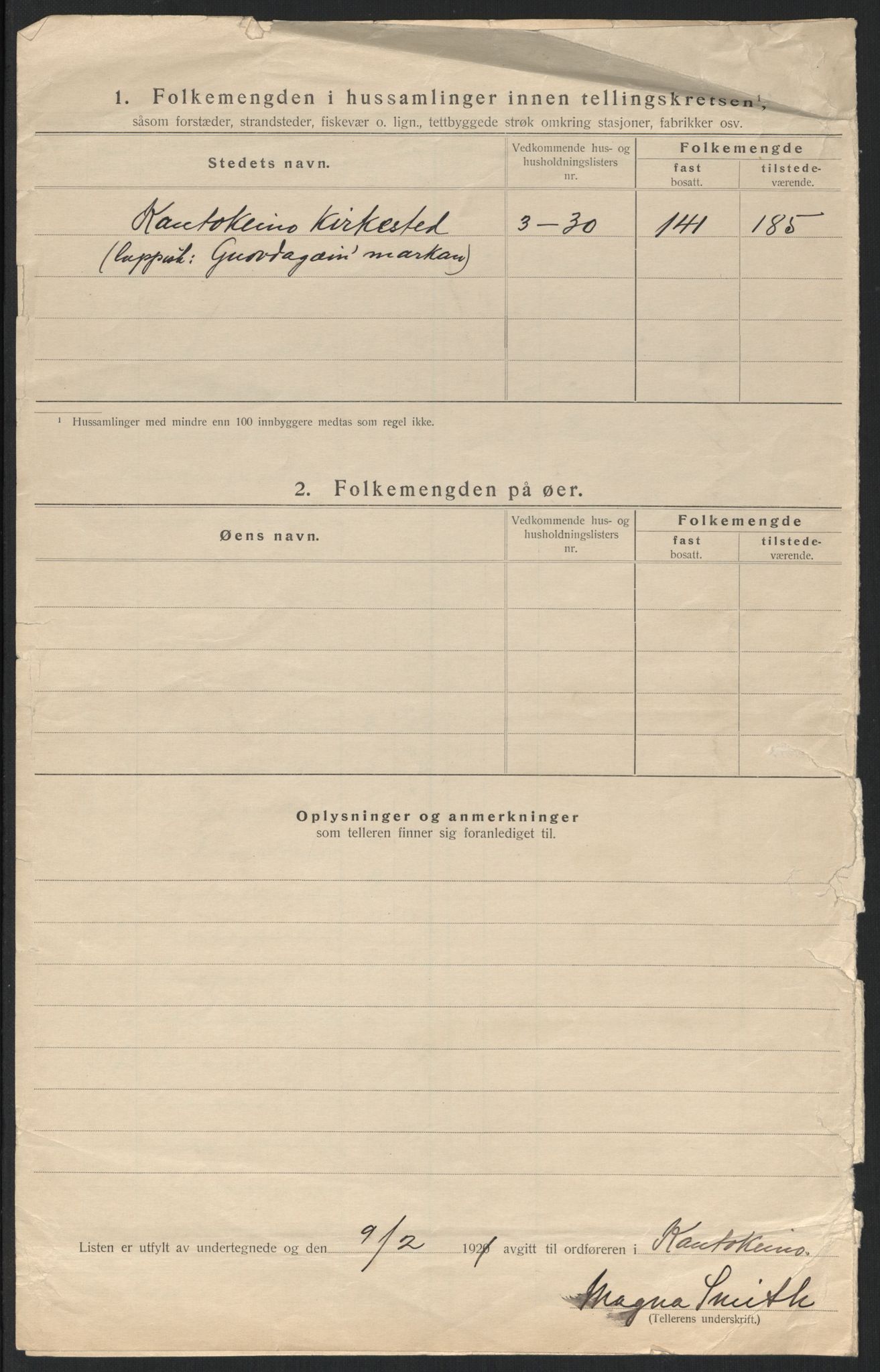 SATØ, 1920 census for Kautokeino, 1920, p. 8