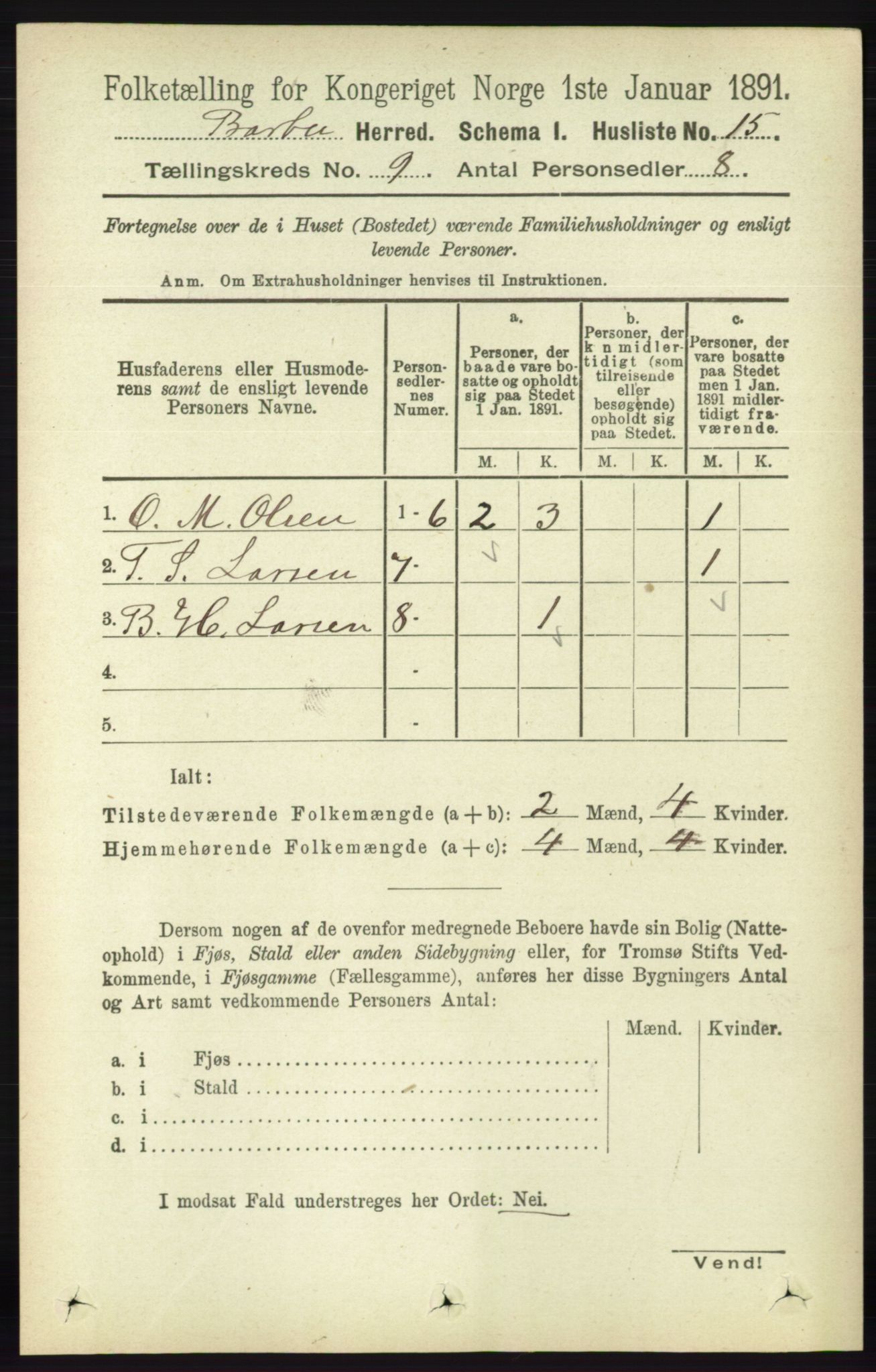 RA, 1891 census for 0990 Barbu, 1891, p. 7083