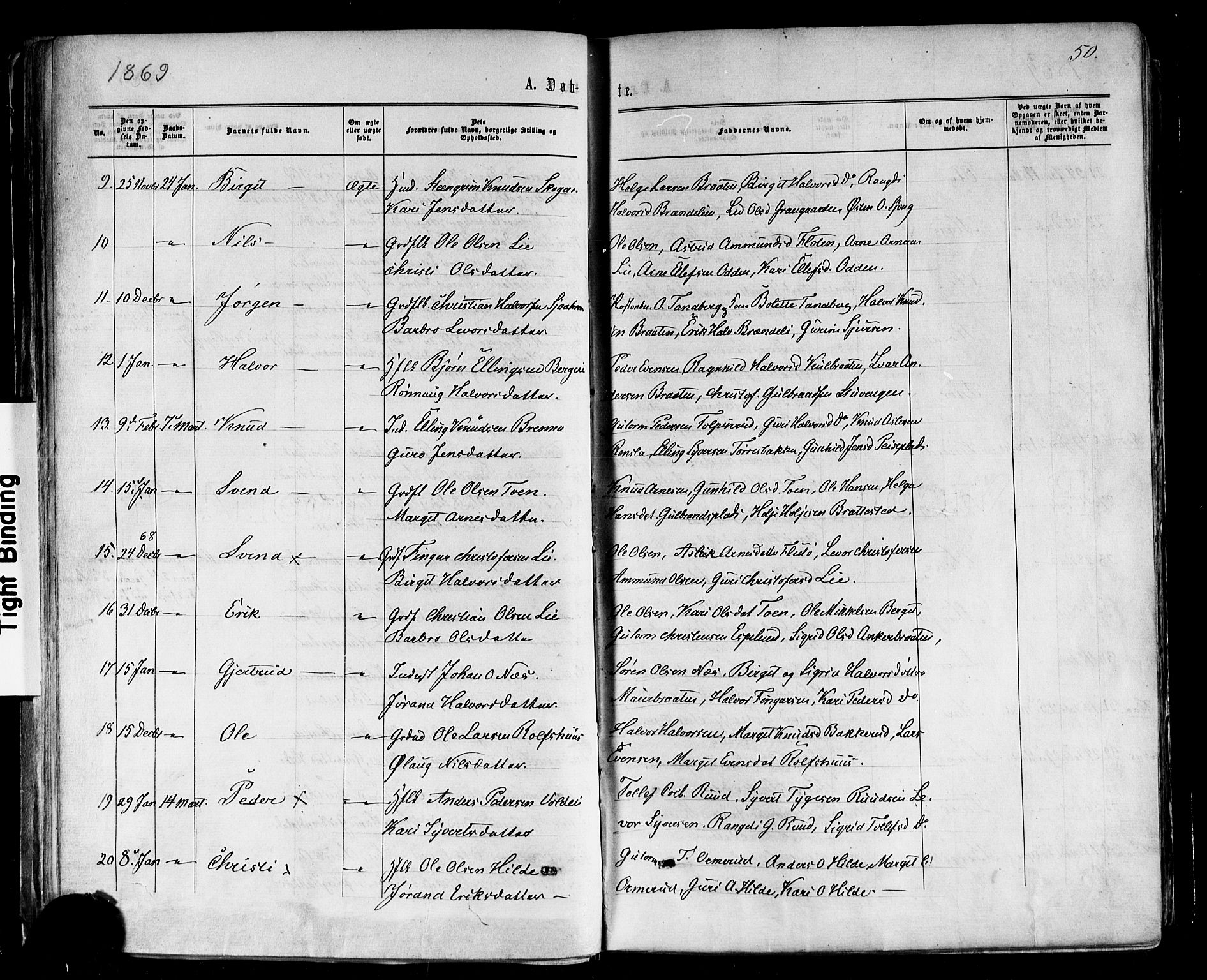 Nes kirkebøker, AV/SAKO-A-236/F/Fa/L0010: Parish register (official) no. 10, 1864-1880, p. 50