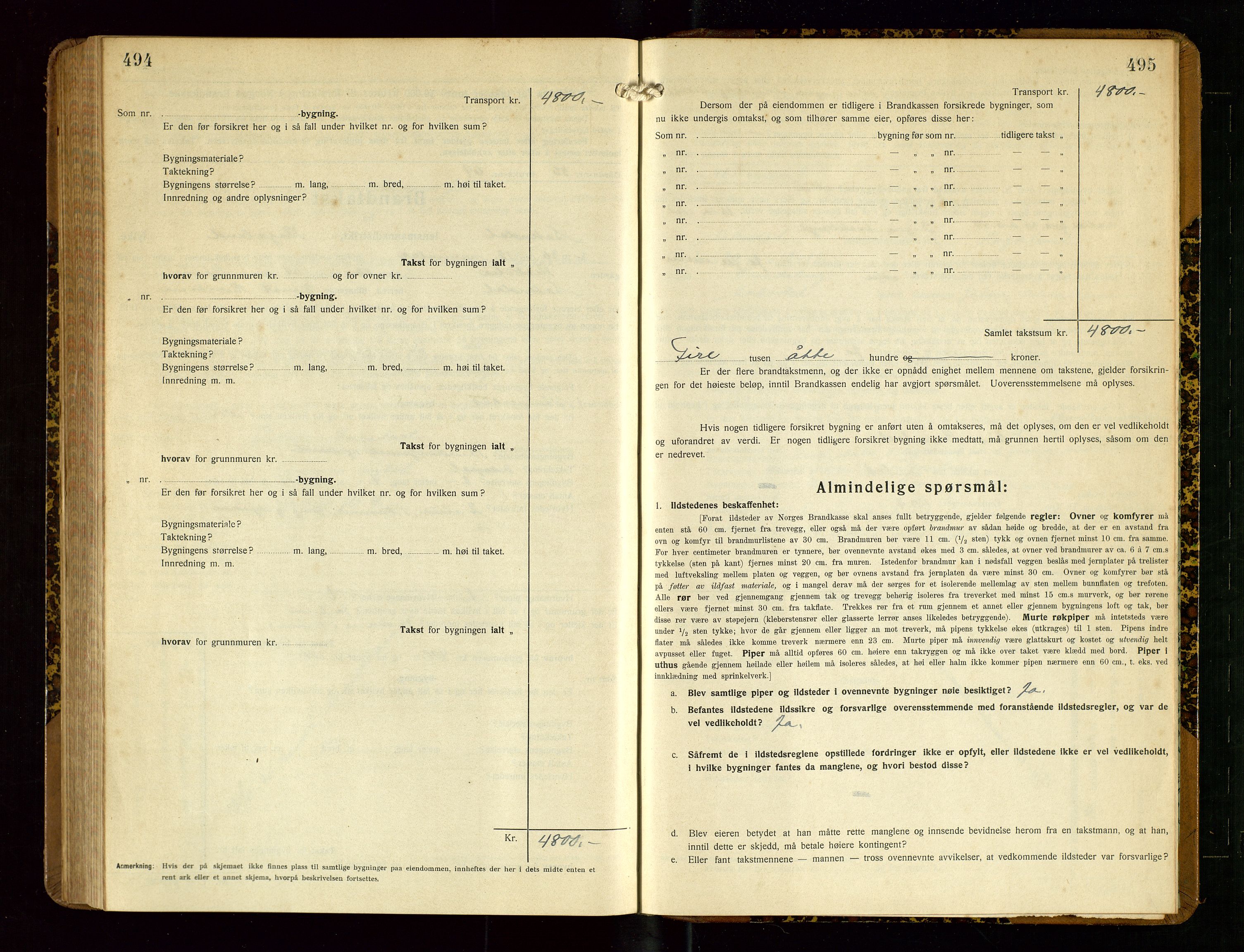 Sokndal lensmannskontor, SAST/A-100417/Gob/L0007: "Brandtakst-Protokoll", 1930-1936, p. 494-495