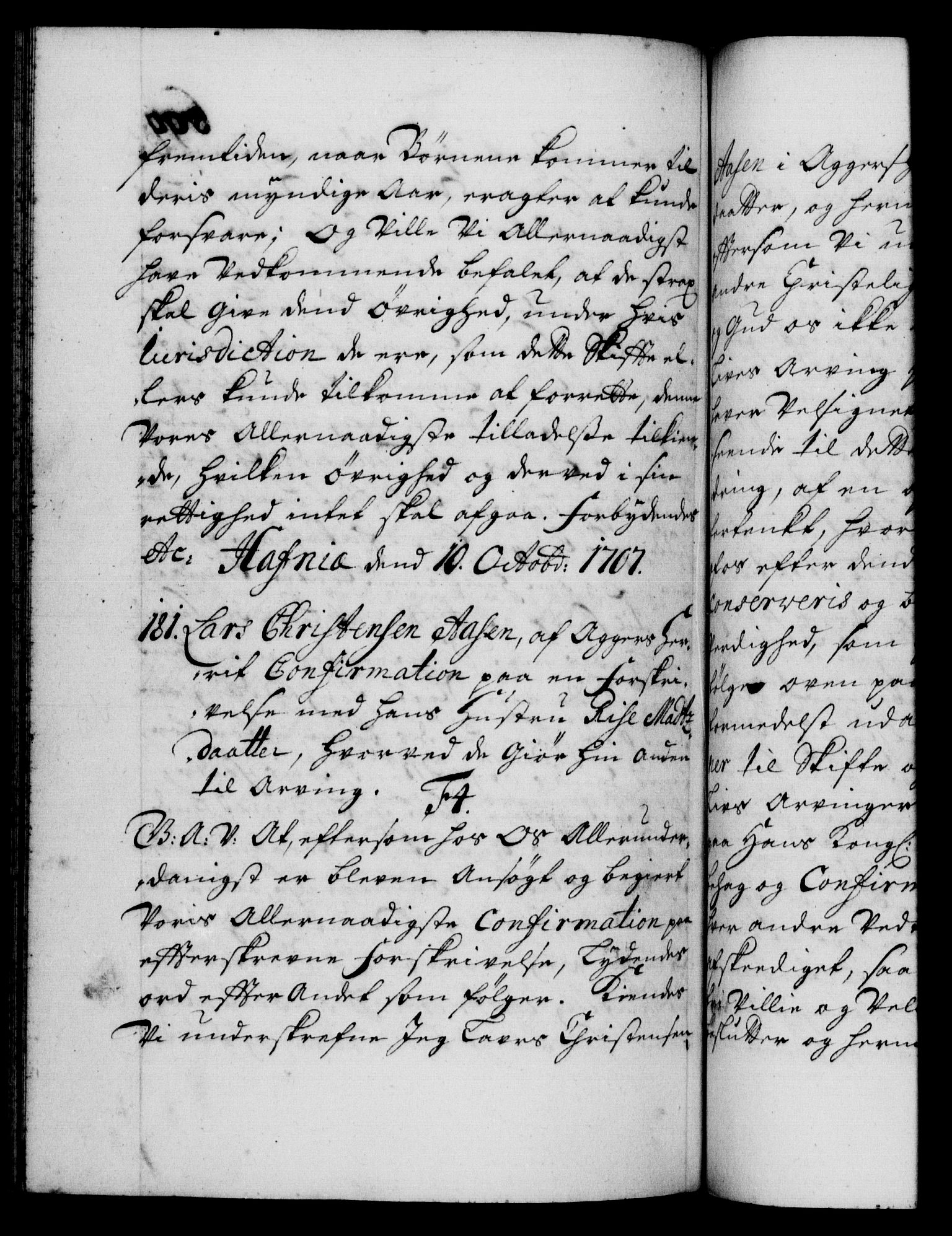 Danske Kanselli 1572-1799, AV/RA-EA-3023/F/Fc/Fca/Fcaa/L0019: Norske registre, 1704-1707, p. 599b