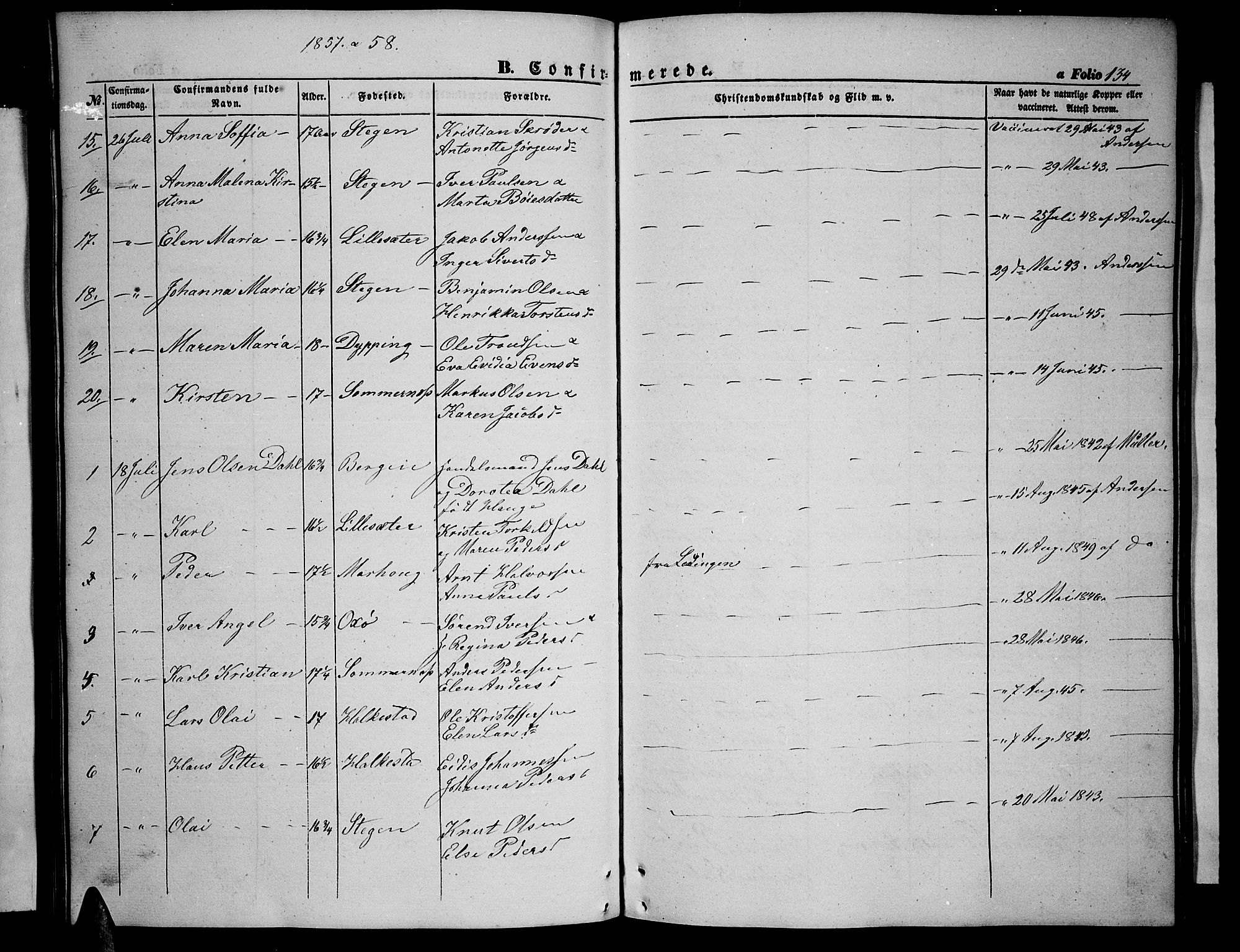 Ministerialprotokoller, klokkerbøker og fødselsregistre - Nordland, AV/SAT-A-1459/855/L0814: Parish register (copy) no. 855C03, 1851-1864, p. 134