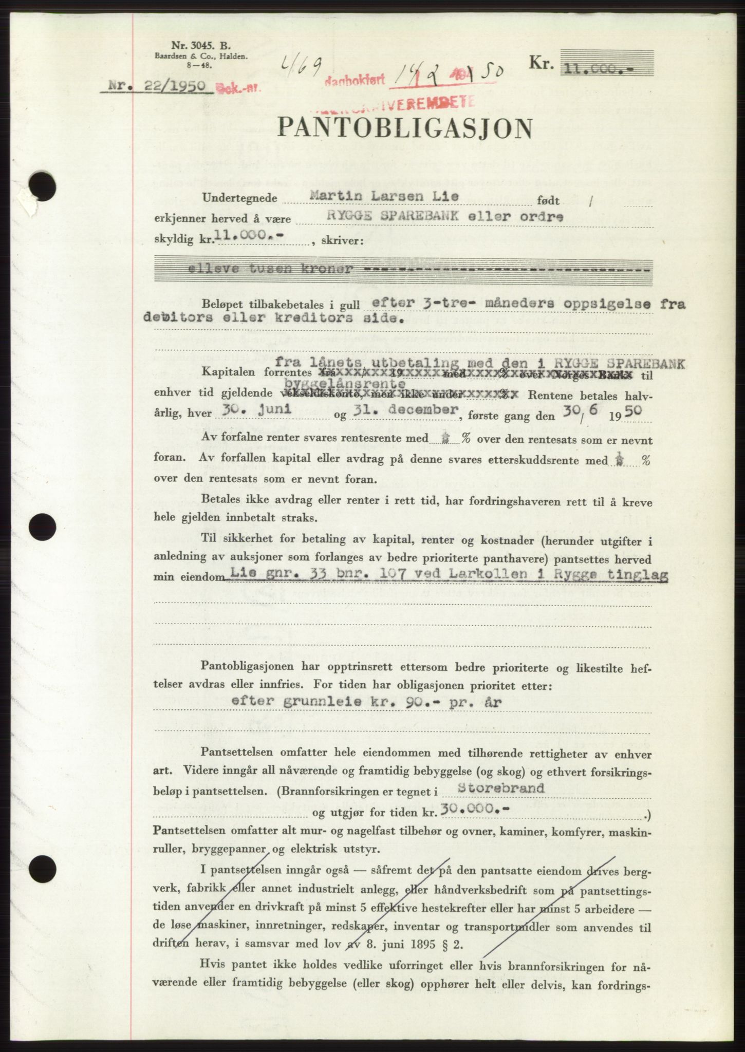 Moss sorenskriveri, SAO/A-10168: Mortgage book no. B23, 1949-1950, Diary no: : 469/1950