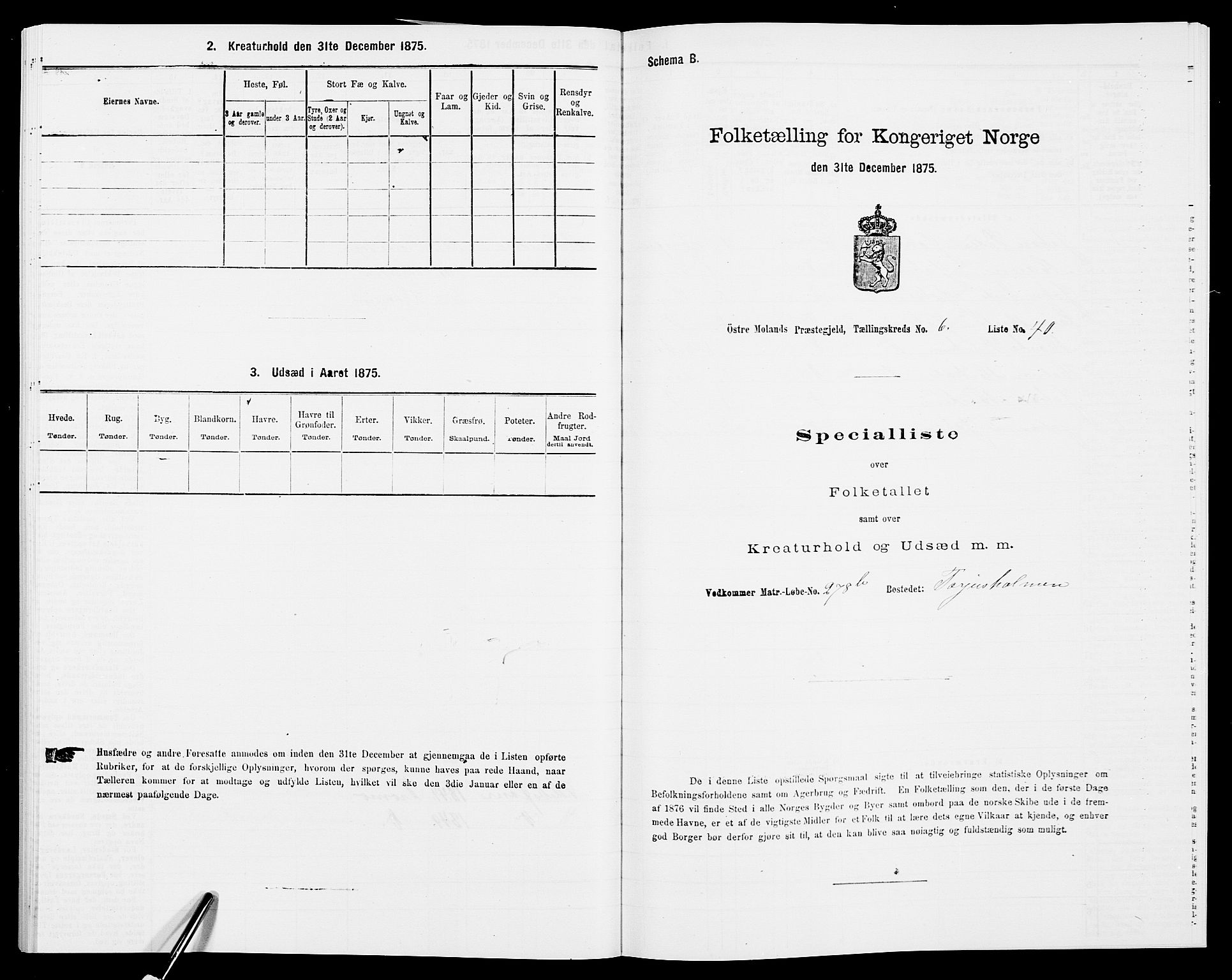 SAK, 1875 census for 0918P Austre Moland, 1875, p. 2108