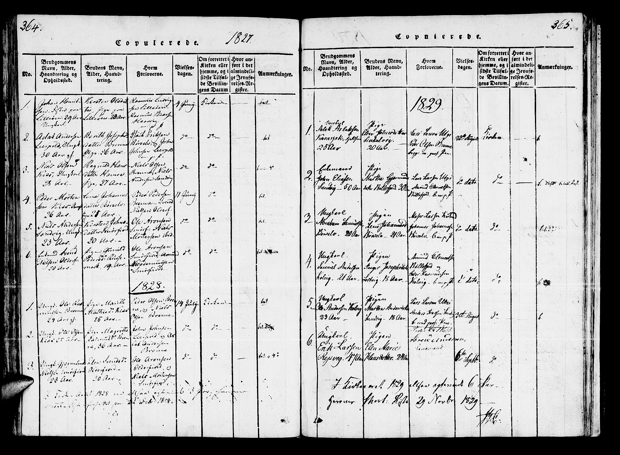 Kistrand/Porsanger sokneprestembete, SATØ/S-1351/H/Ha/L0003.kirke: Parish register (official) no. 3, 1825-1842, p. 364-365