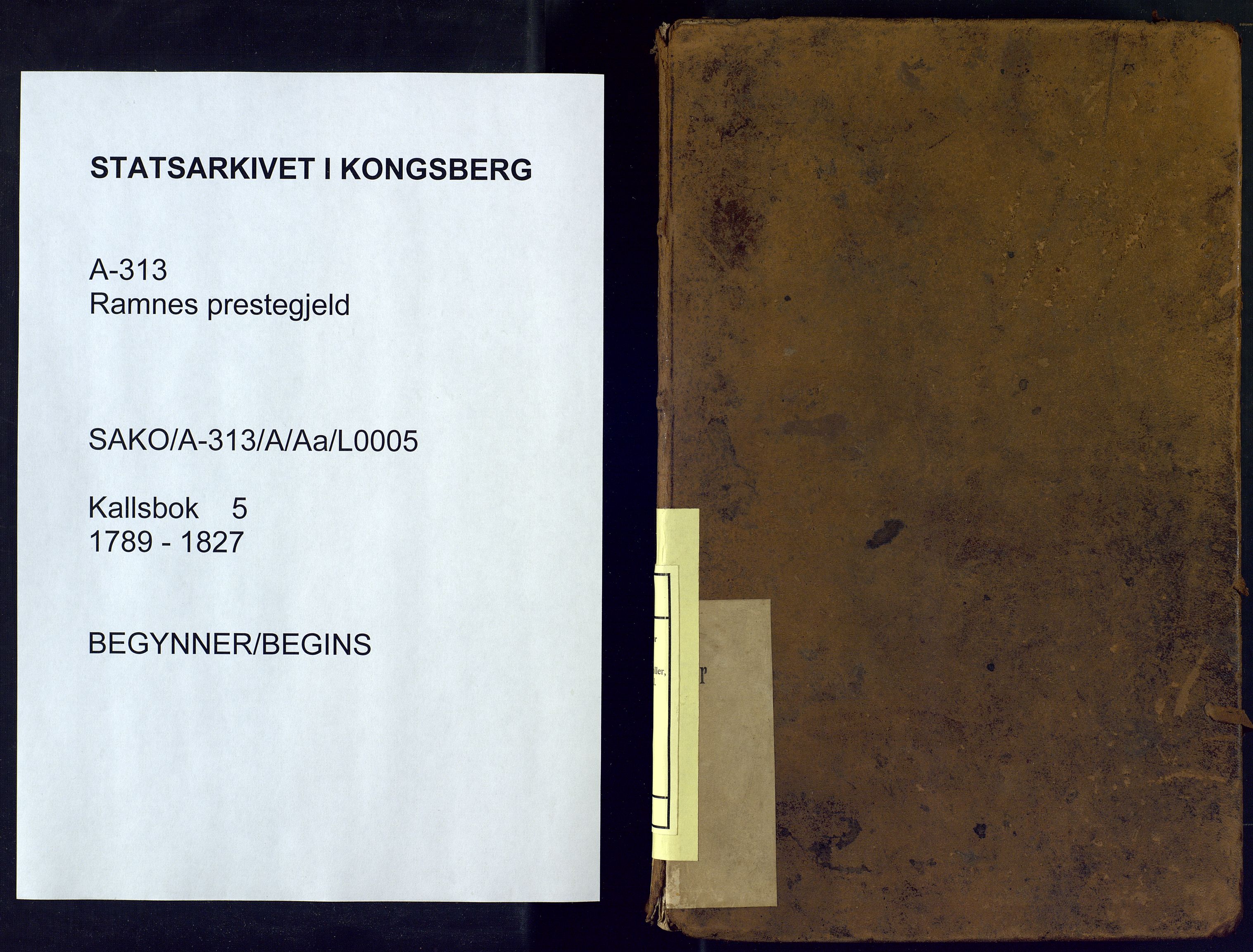 Ramnes sokneprestkontor, AV/SAKO-A-313/A/Aa/L0005: Kallsbok, 1789-1827