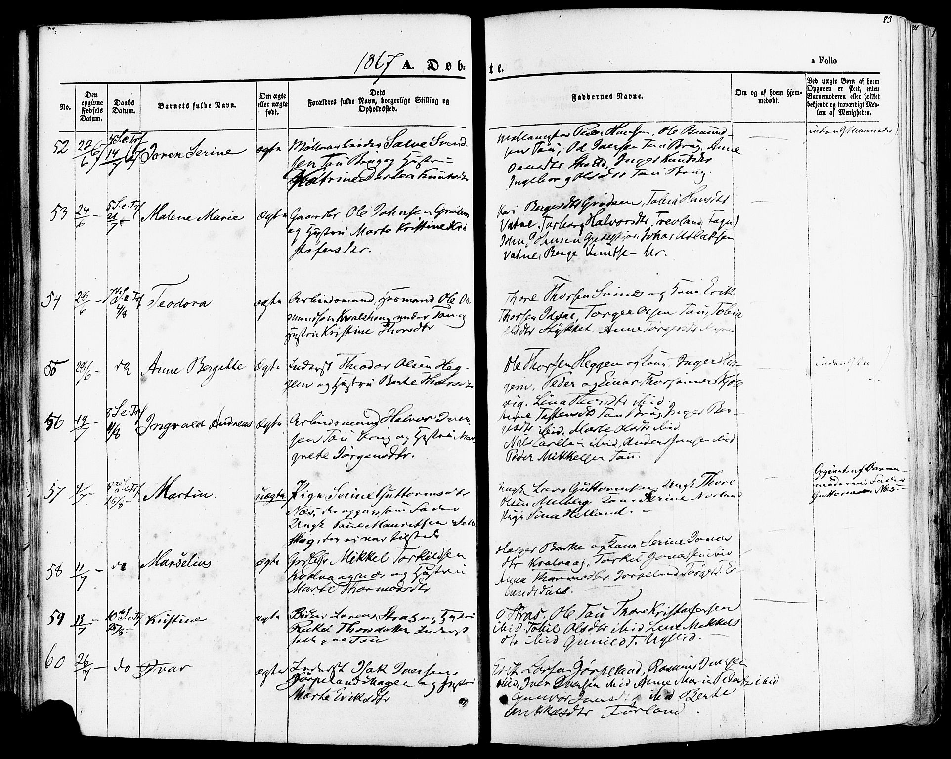 Strand sokneprestkontor, AV/SAST-A-101828/H/Ha/Haa/L0007: Parish register (official) no. A 7, 1855-1881, p. 83