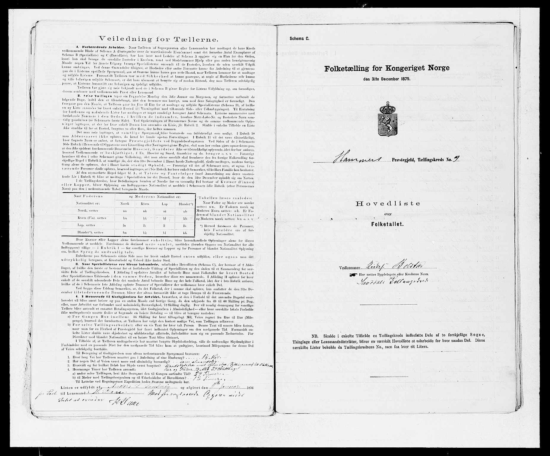 SAB, 1875 census for 1254P Hamre, 1875, p. 20